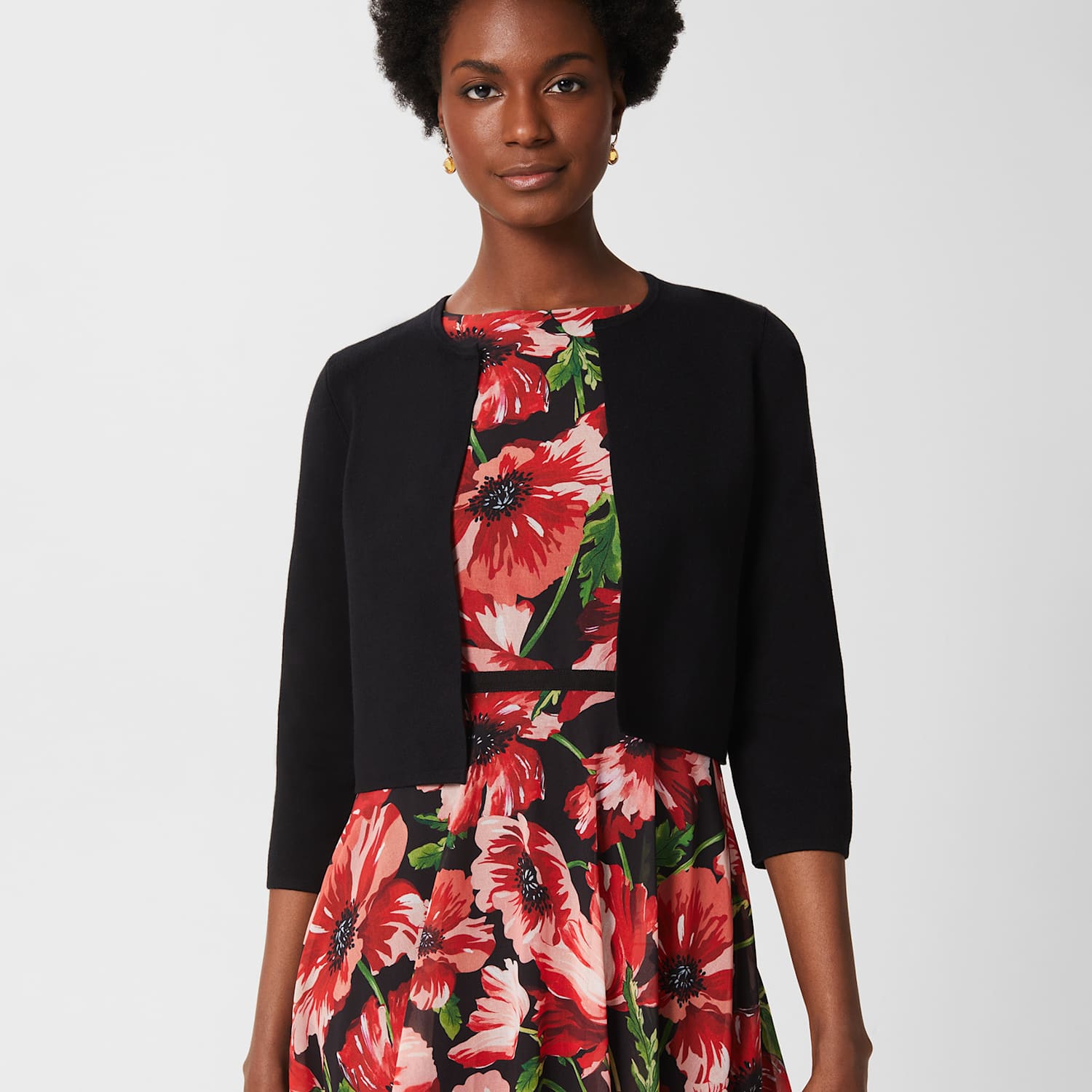 Hobbs Women's Edge to Edge Cropped Cardigan - Medium - Black - Available at M&S