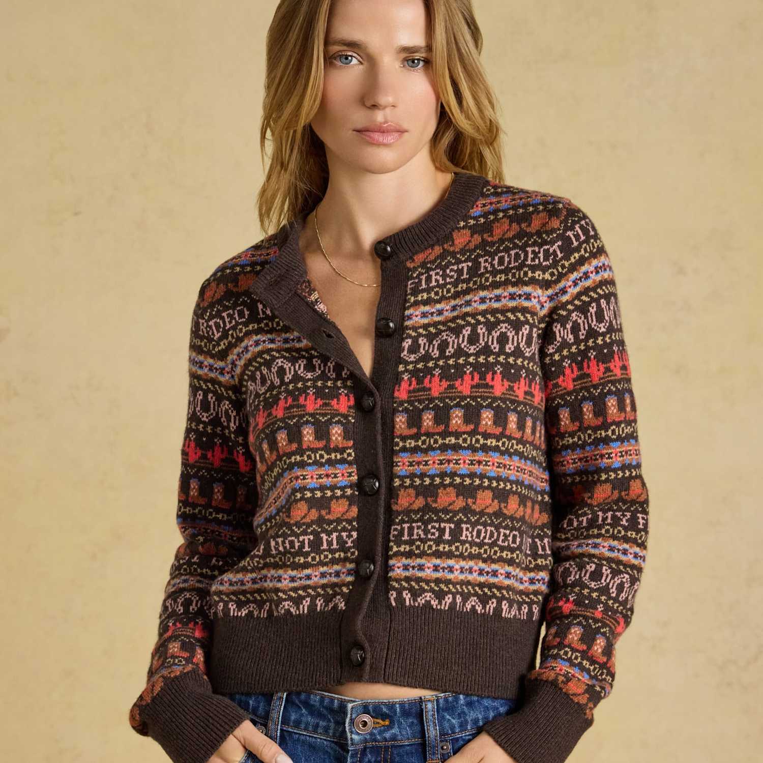 Joules Women's Fair Isle Knitted Cardigan - Medium - Brown Mix - Available at M&S