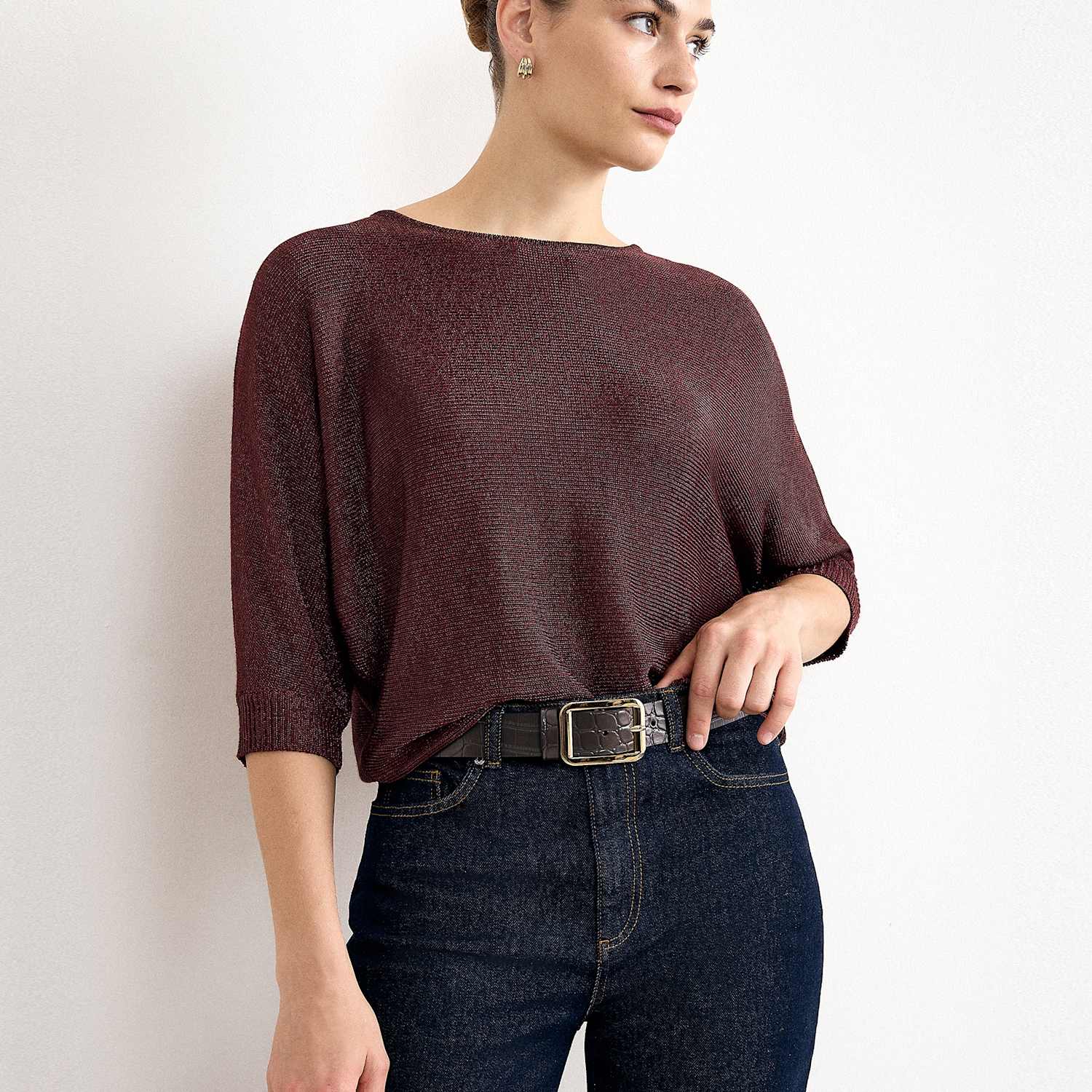 Phase Eight Women's Metallic Cristine Knit Jumper - Medium - Brown - Available at M&S
