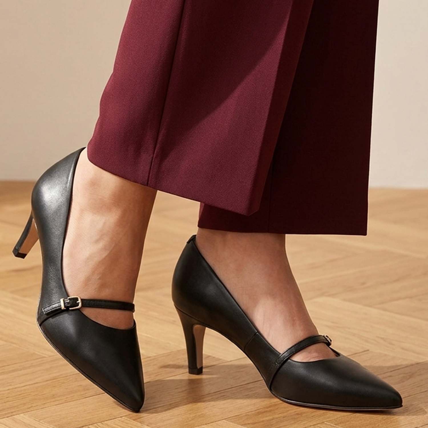 Jones Bootmaker Women's Wide Fit Leather Stiletto Heel Mary Janes - 6 - Black - Available at M&S