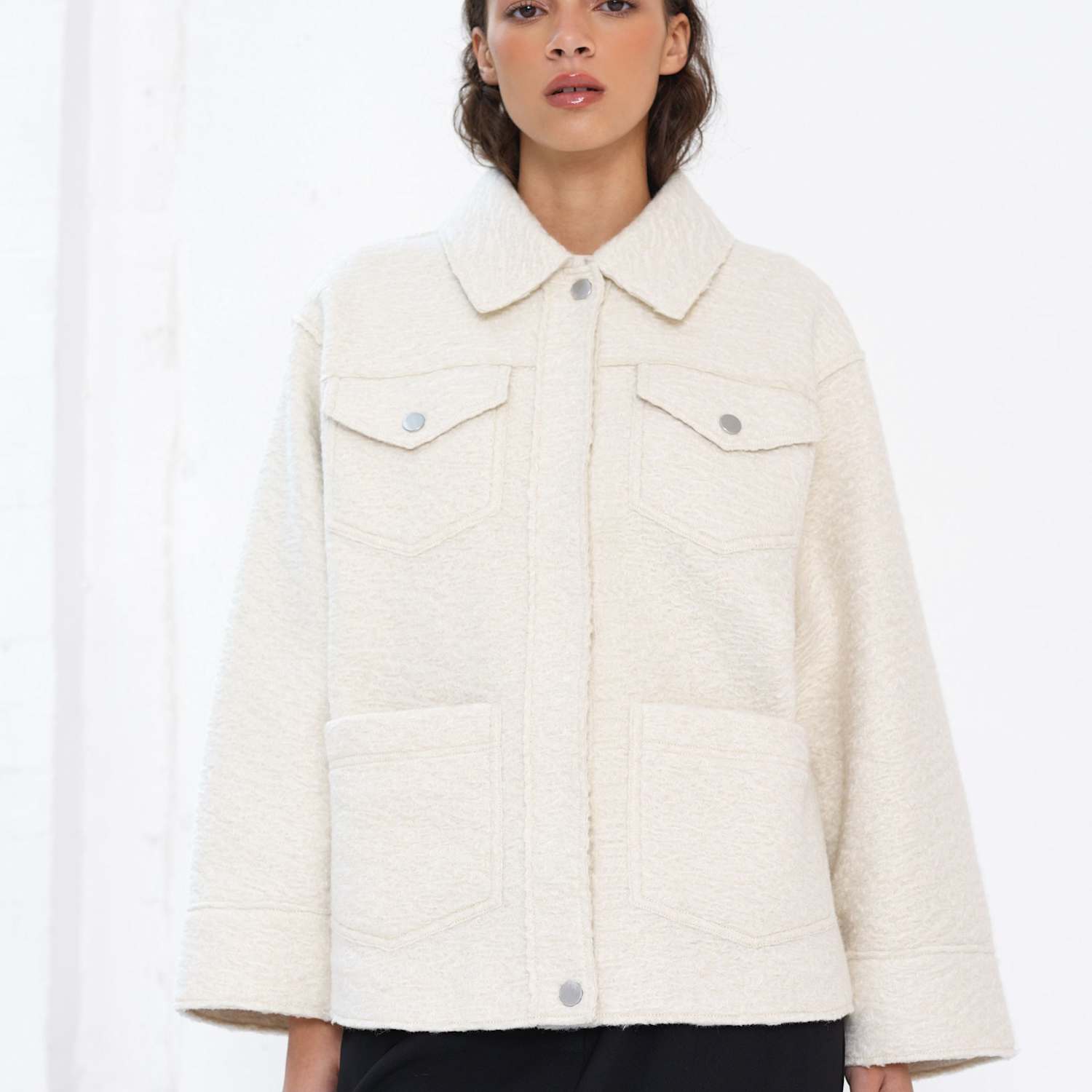 French Connection Women's Textured Collared Utility Jacket - Large - Beige - Available at M&S