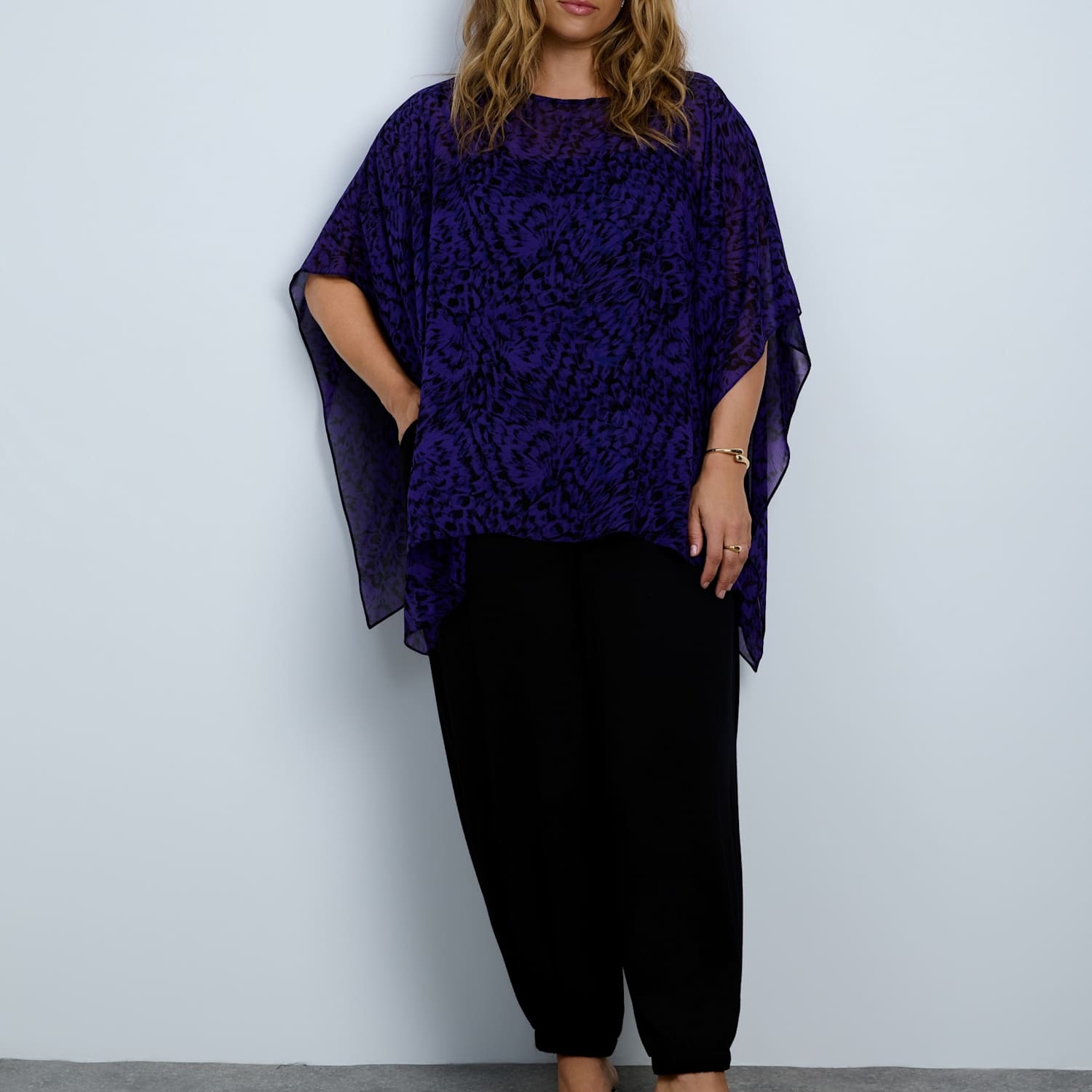 Live Unlimited London Women's Printed Slash Neck Top - 18 - Purple Mix - Available at M&S