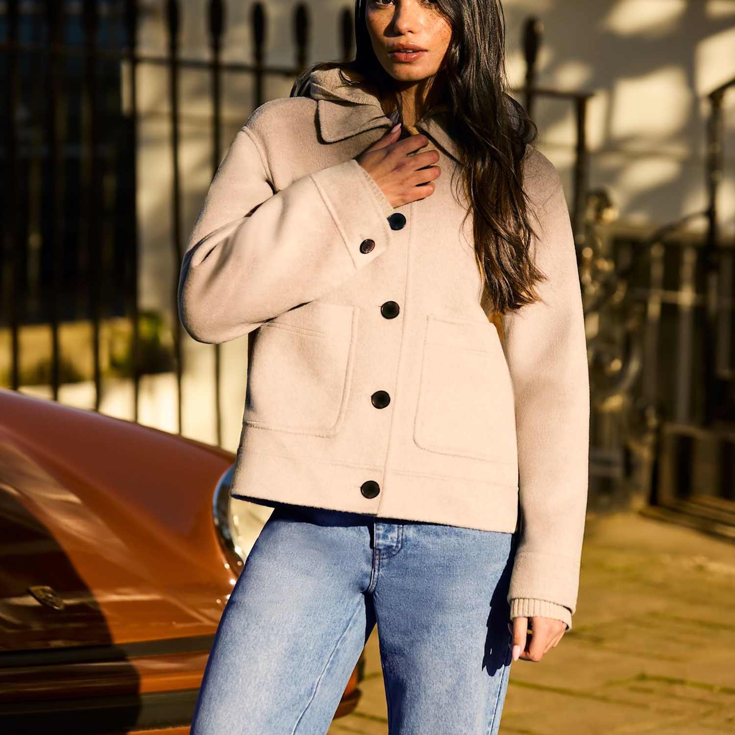 Ro&Zo Women's Wool Blend Utility Jacket - Small - Oatmeal - Available at M&S