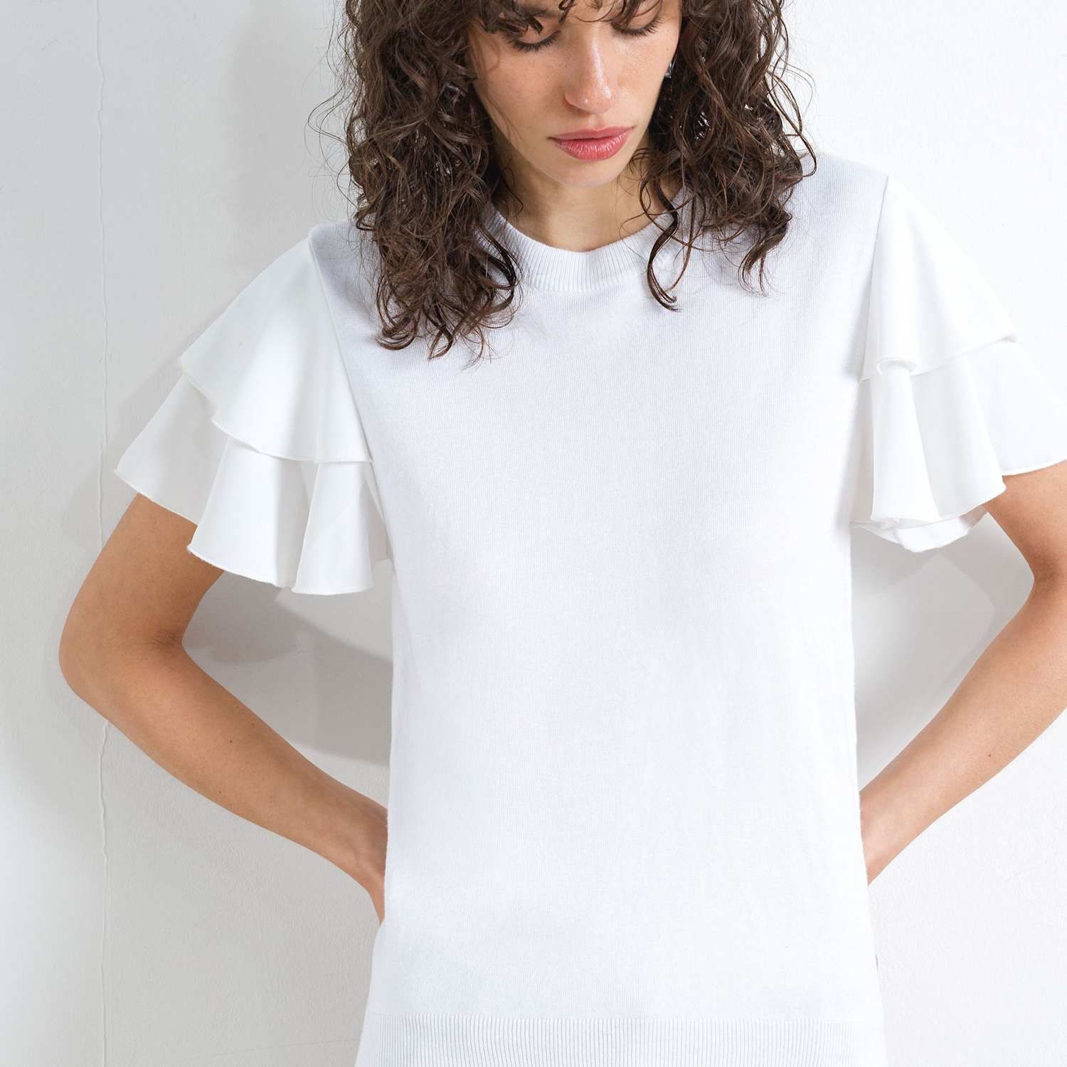 French Connection Women's Textured Crew Neck Top - Extra Small - White - Available at M&S
