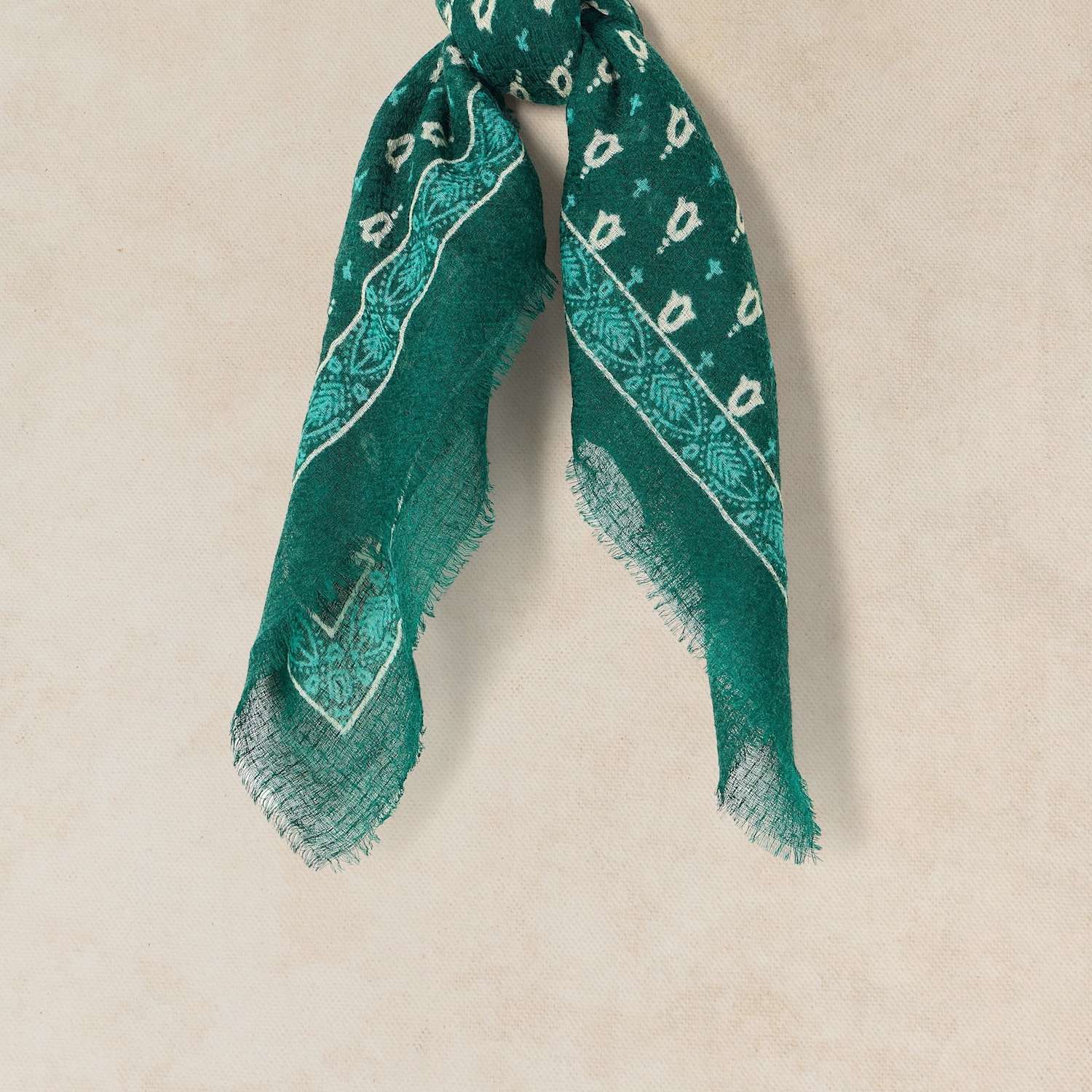 White Stuff Women's Pure Wool Square Scarf - Green Mix - Available at M&S