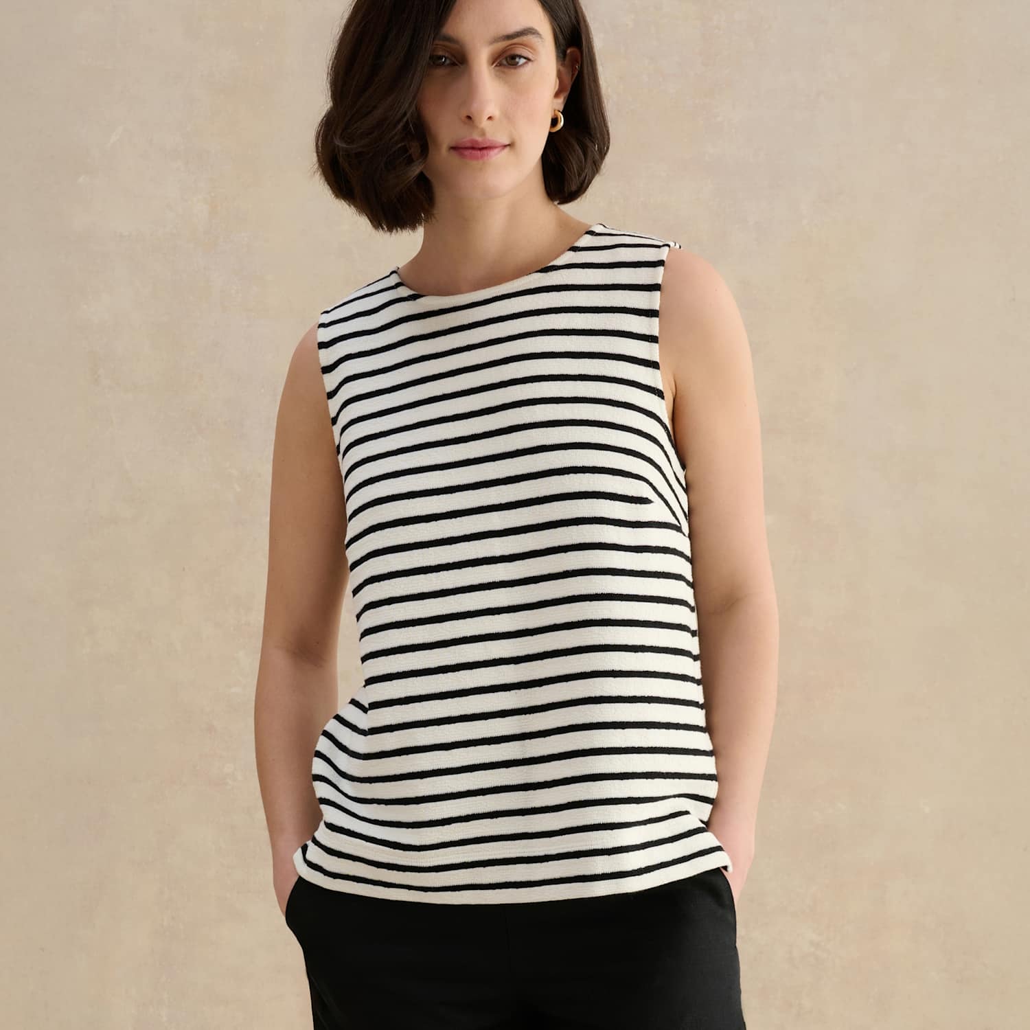 Hobbs Women's Pure Cotton Striped Knitted Vest - Small - White Mix - Available at M&S