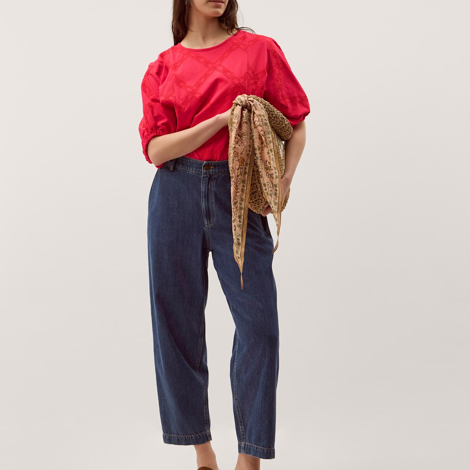 Monsoon Women's Pure Cotton Embroidered Puff Sleeve Blouse - XX Large - Available at M&S
