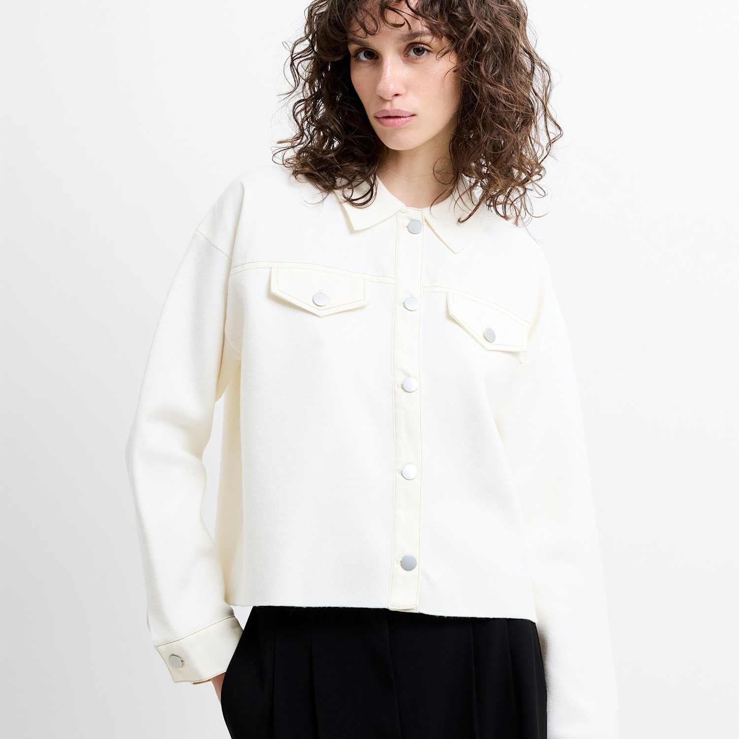 French Connection Women's Denim Knitted Lightweight Jacket - Extra Large - Cream - Available at M&S