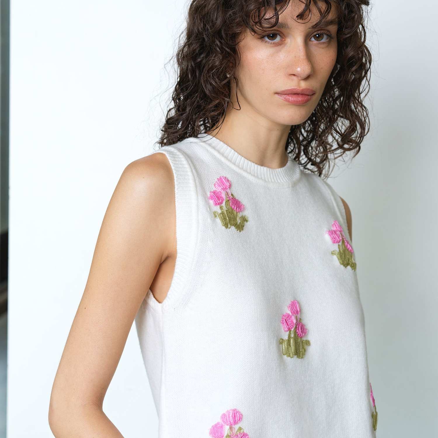 French Connection Women's Cotton Rich Appliqué Knitted Vest - Extra Large - Cream Mix - Available at M&S