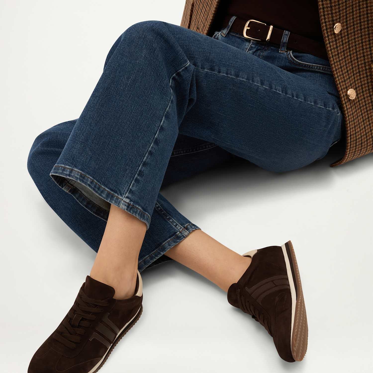 Hobbs Women's Leather Lace Up Trainers - 7 - Brown Mix - Available at M&S