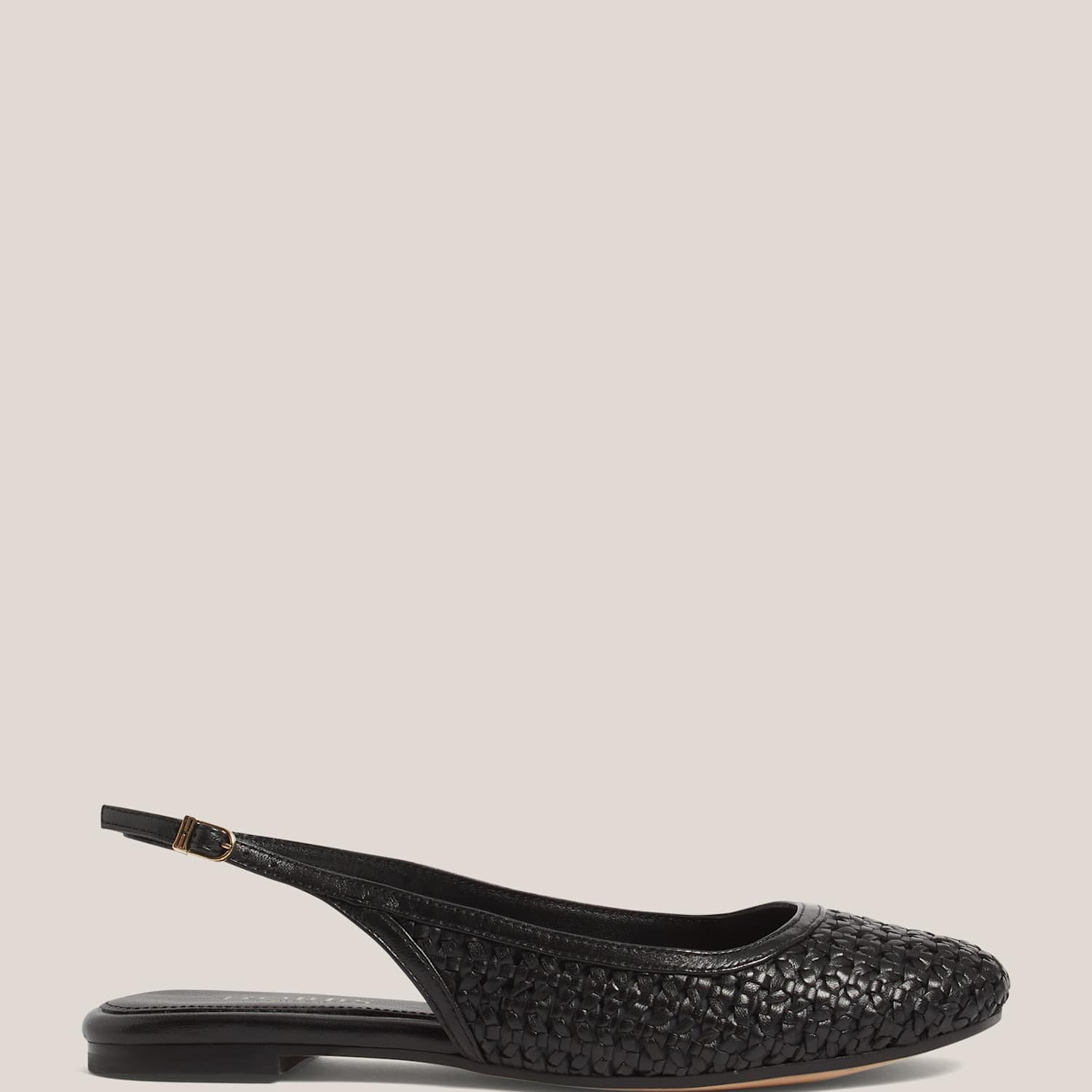 Hobbs Women's Leather Woven Slip On Flat Slingback Shoes - 5 - Black - Available at M&S