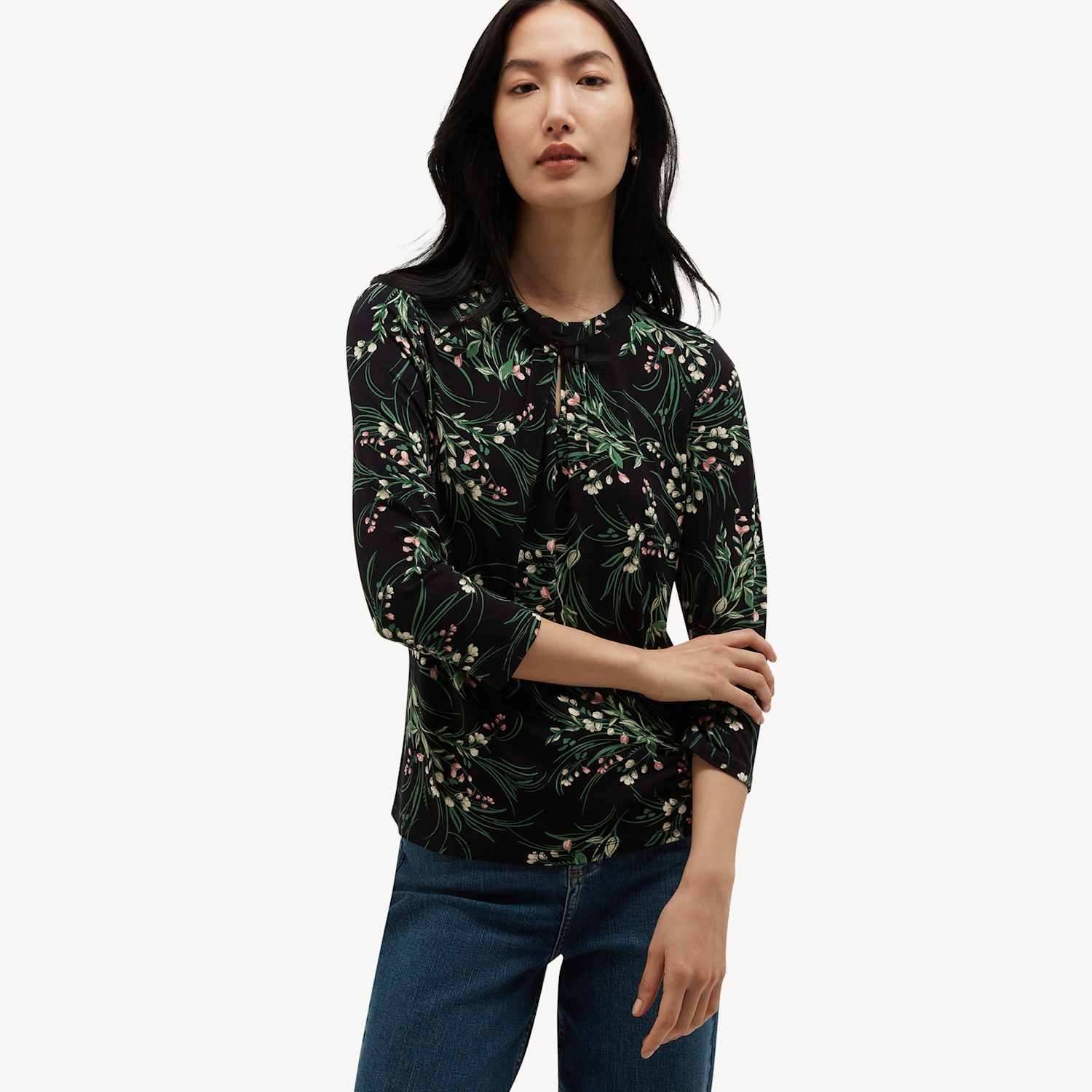Hobbs Women's Printed Top - Small - Blue Mix - Available at M&S