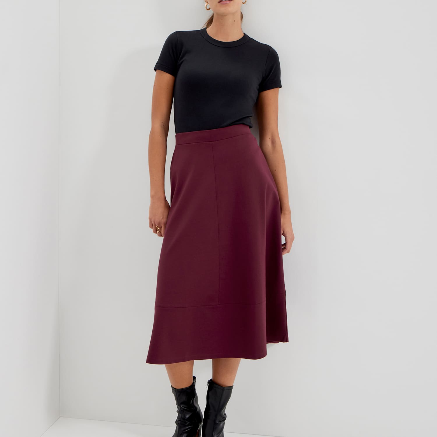 Finery London Women's Jersey Midi A-Line Skirt - 20 - Burgundy - Available at M&S