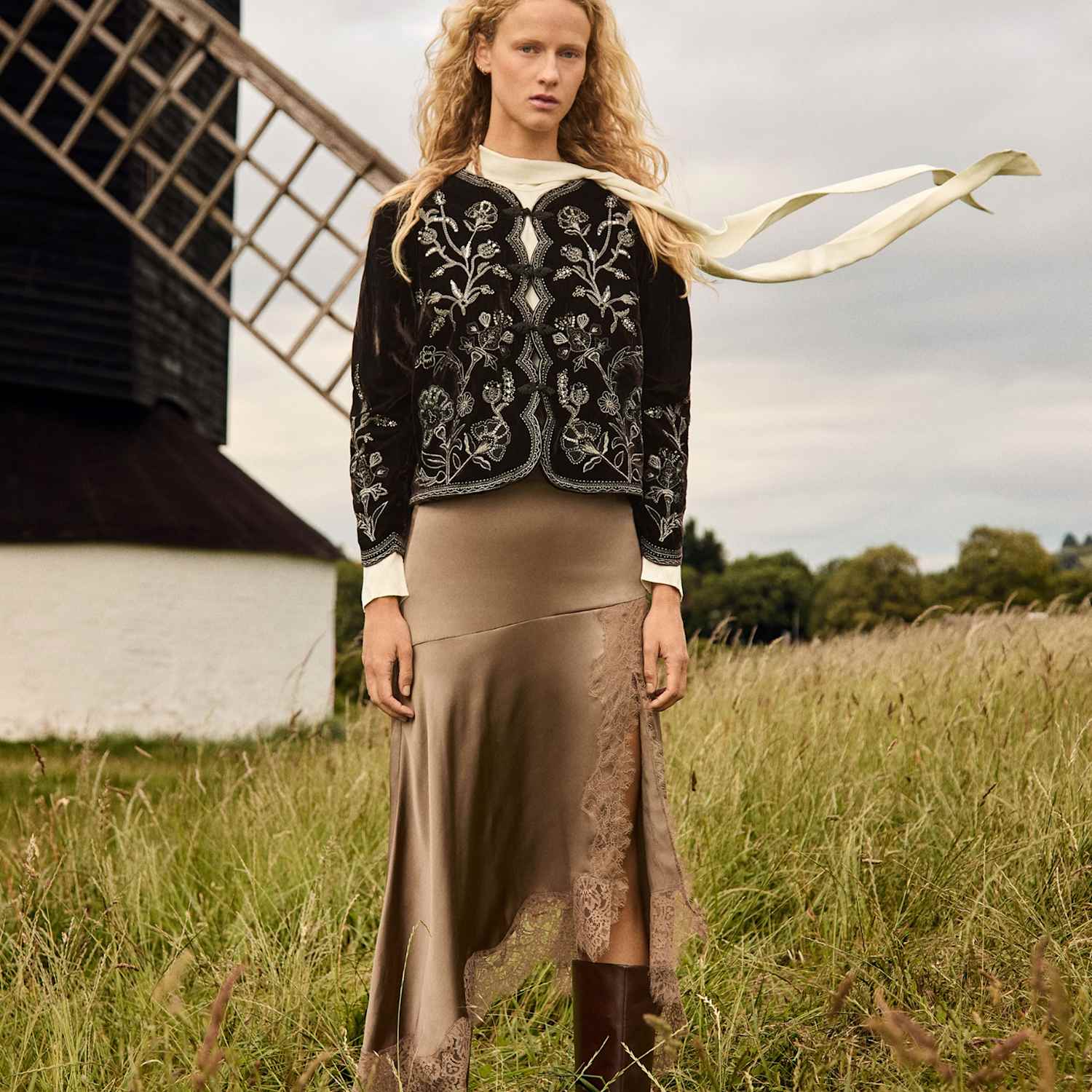 Monsoon Women's Velvet Floral Embellished Jacket - 8 - Chocolate - Available at M&S