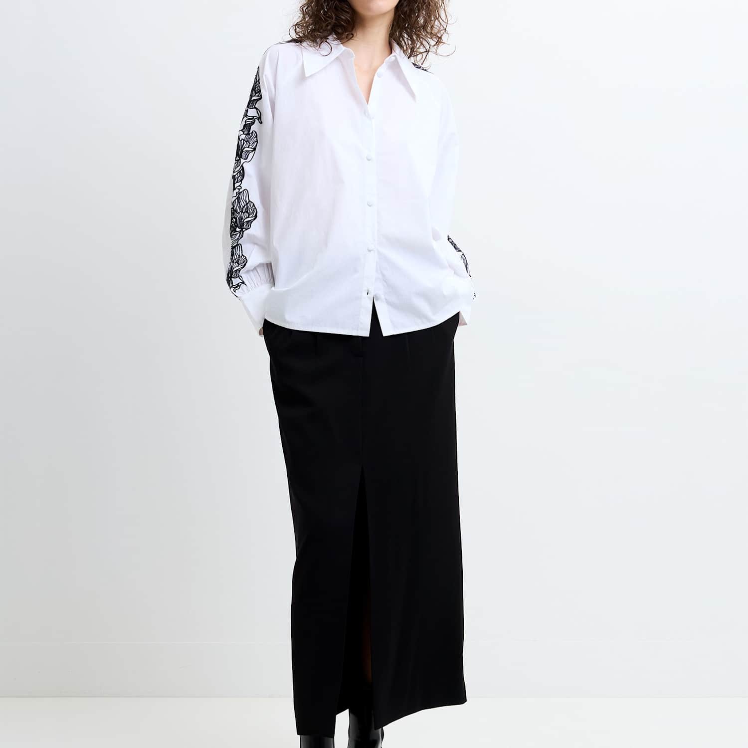 French Connection Women's Pure Cotton Embroidered Collared Shirt - Medium - White Mix - Available at M&S