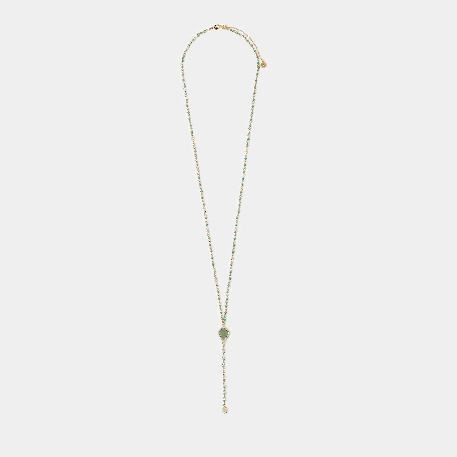 Accessorize Women's 14ct Gold Plated Aventurine Pendant Lariat - Green - Available at M&S