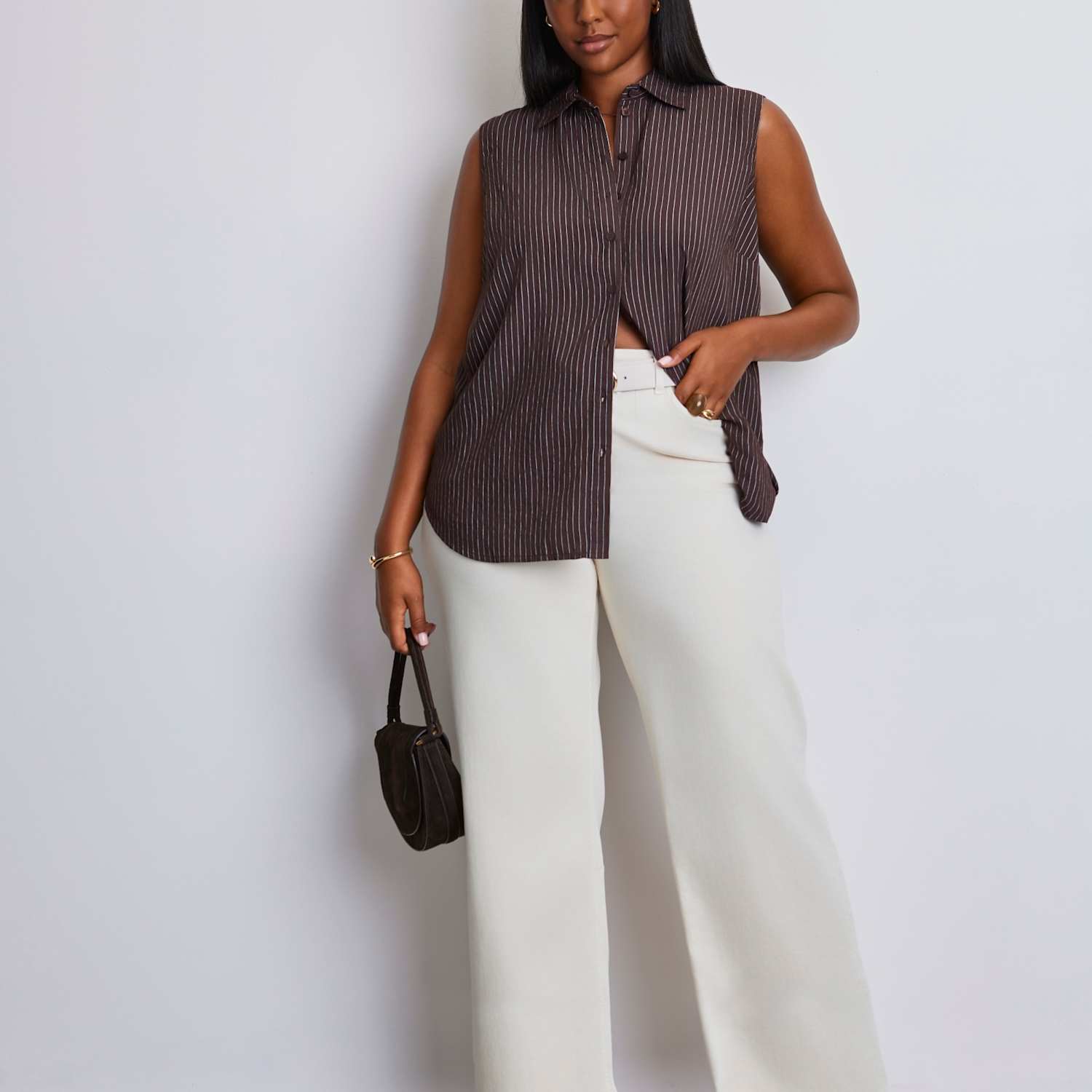 Live Unlimited London Women's Striped Collared Shirt - 16 - Brown Mix - Available at M&S