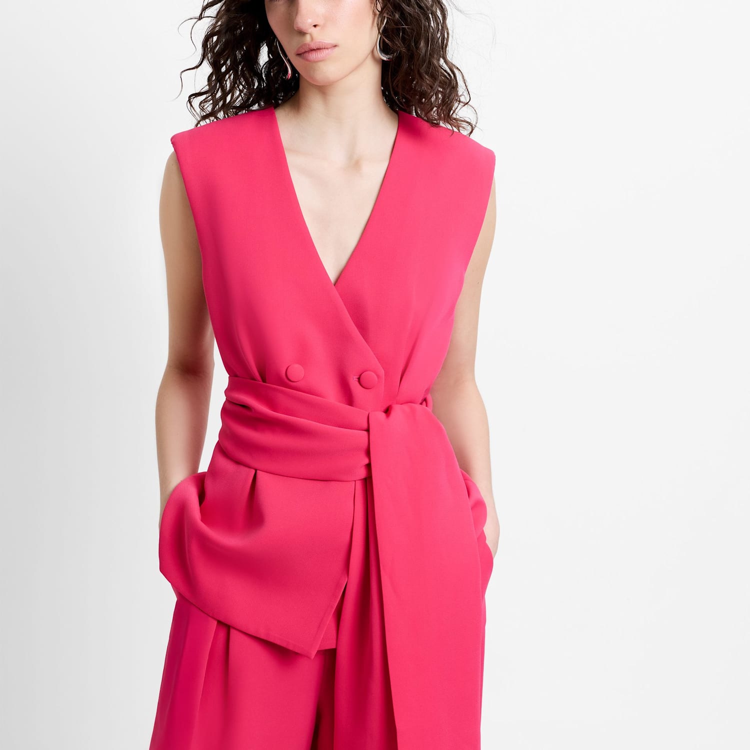 French Connection Women's V-Neck Waistcoat - 16 - Pink - Available at M&S