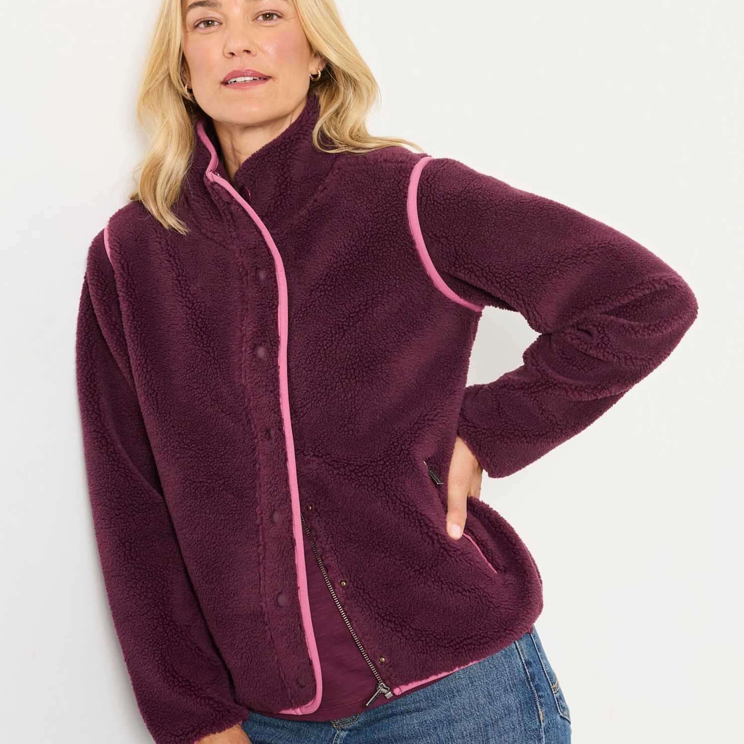 Fatface Women's Fleece Funnel Neck Bomber Jacket - Extra Large - Burgundy - Available at M&S