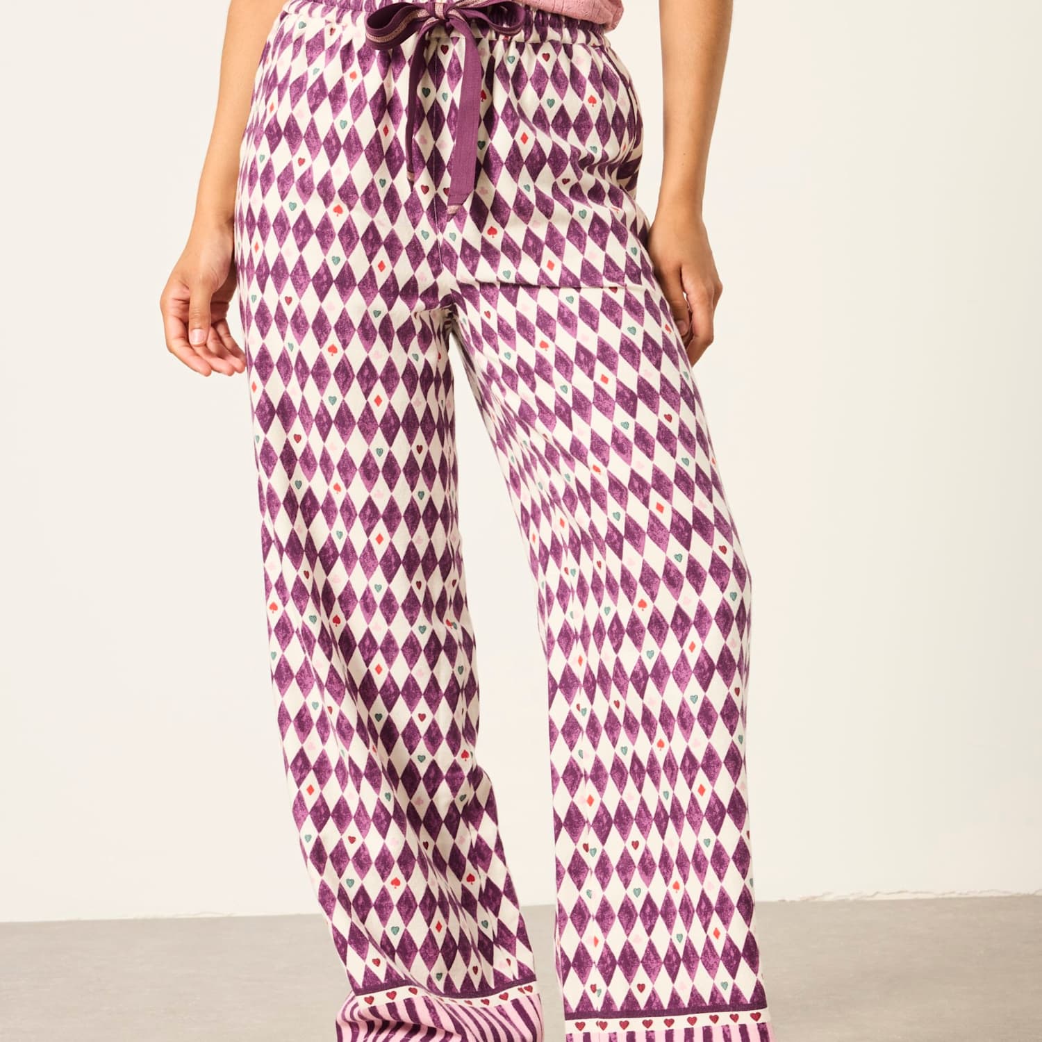 Fatface Women's Pure Cotton Pyjama Bottoms - 14 - Purple Mix - Available at M&S