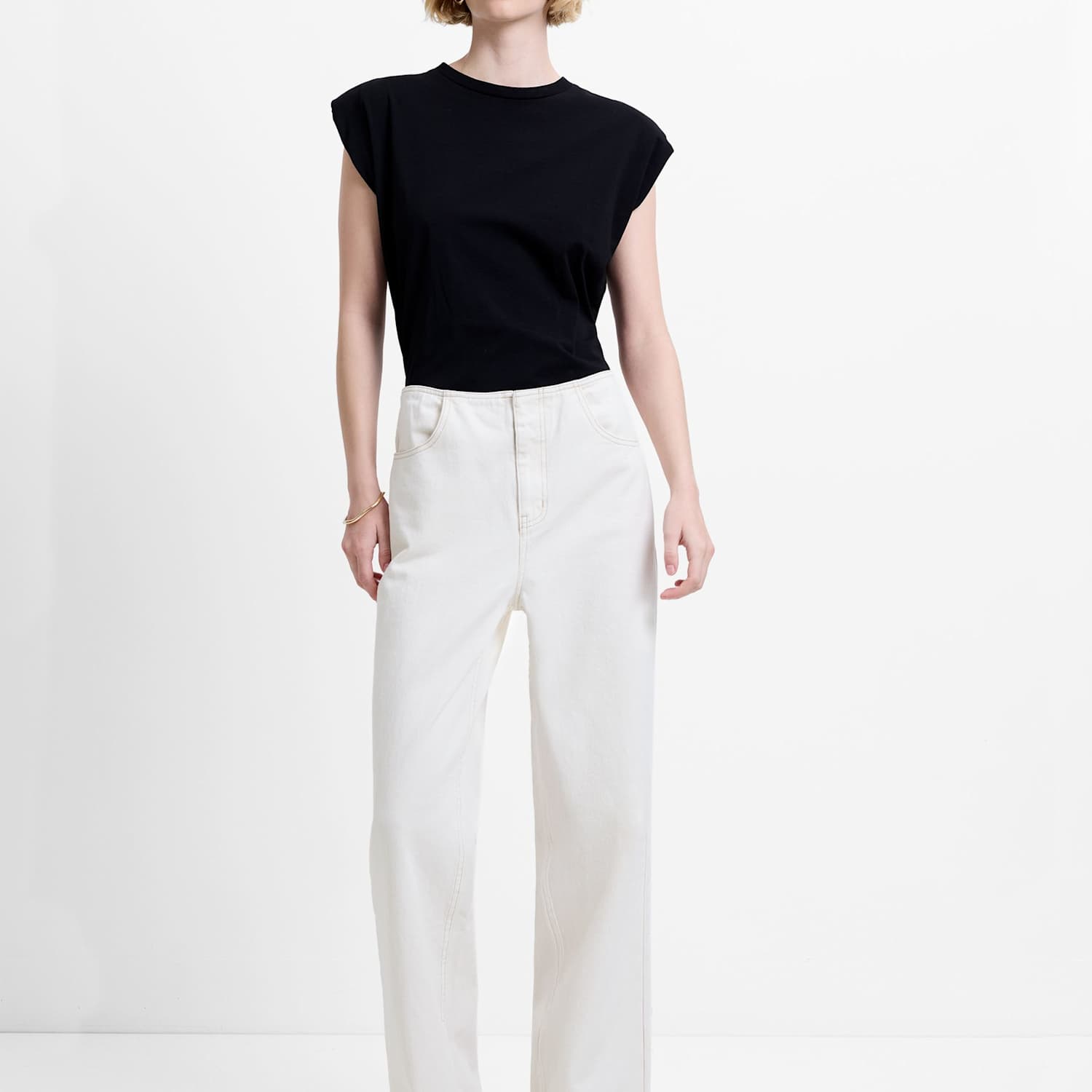 French Connection Women's High Waisted Straight Leg Jeans - 8 - Ecru - Available at M&S