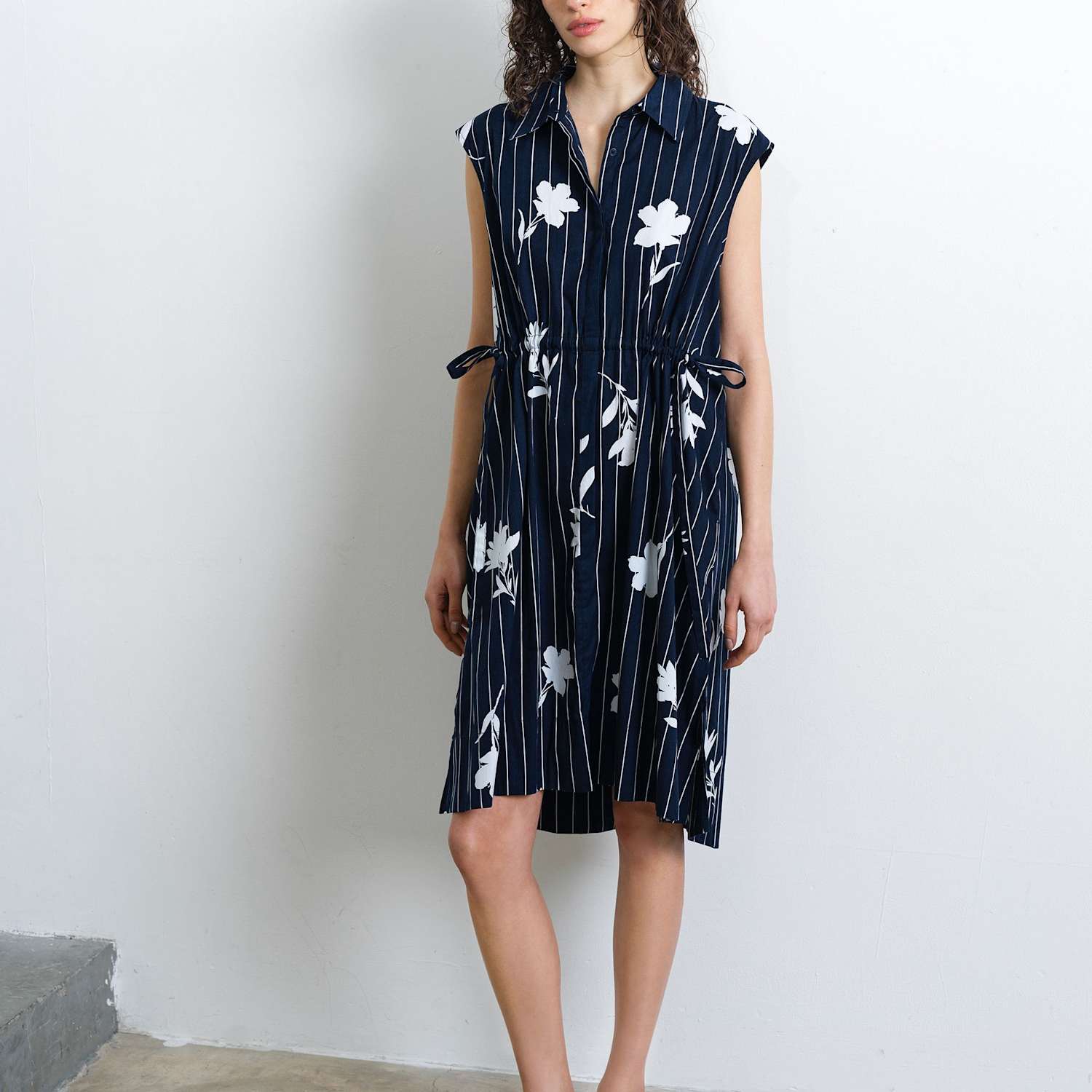 French Connection Women's Pure Cotton Floral Knee Length Shirt Dress - Small - Blue Mix - Available at M&S