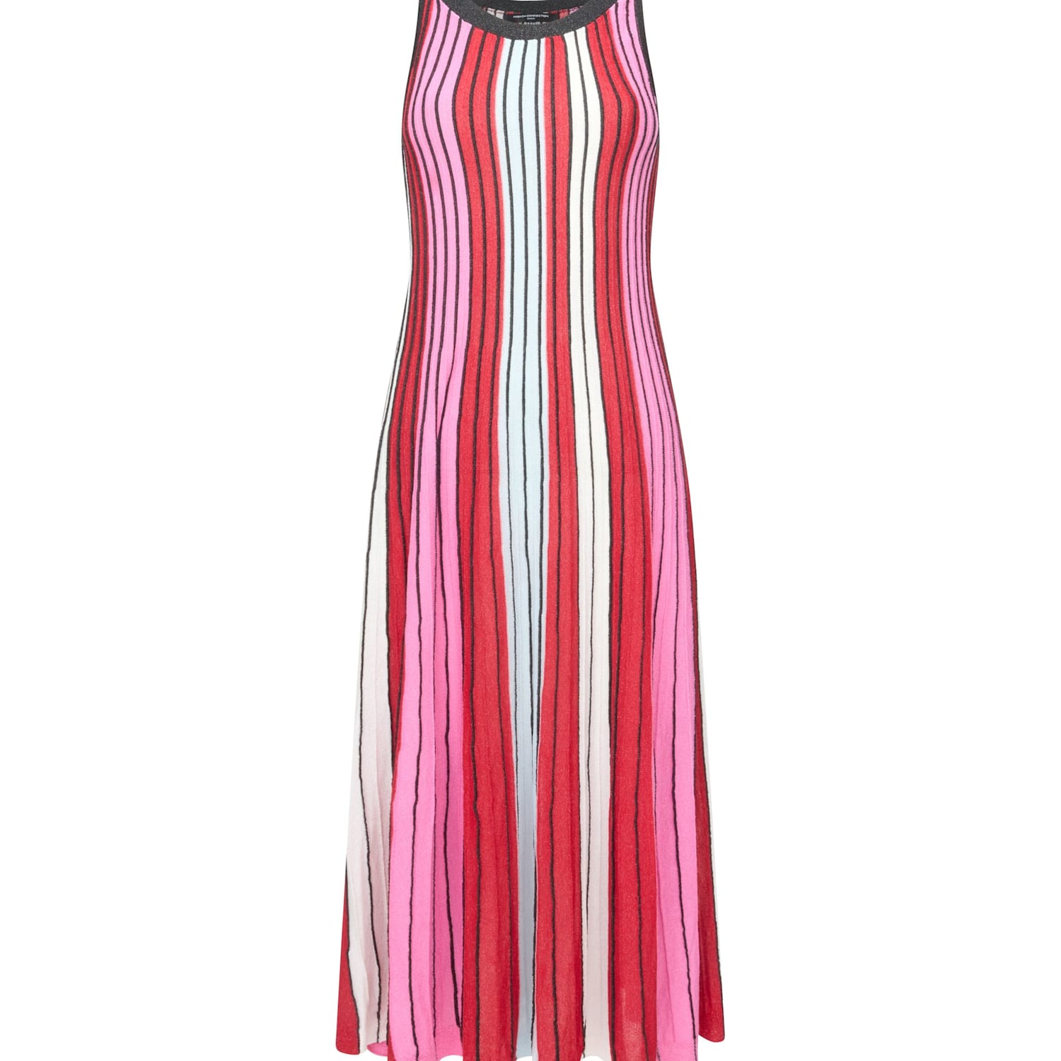 French Connection Women's Striped Knitted Midi Skater Dress - Large - Red Mix - Available at M&S