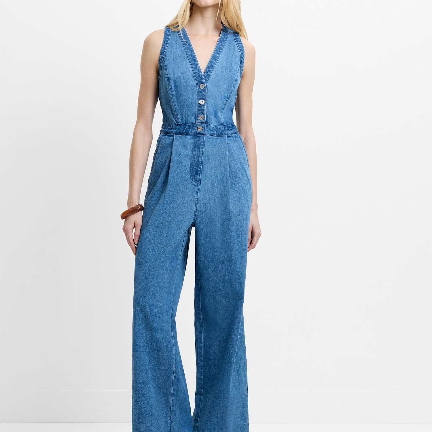 French Connection Women's Pure Cotton Denim Waisted Jumpsuit - 16 - Blue Denim - Available at M&S