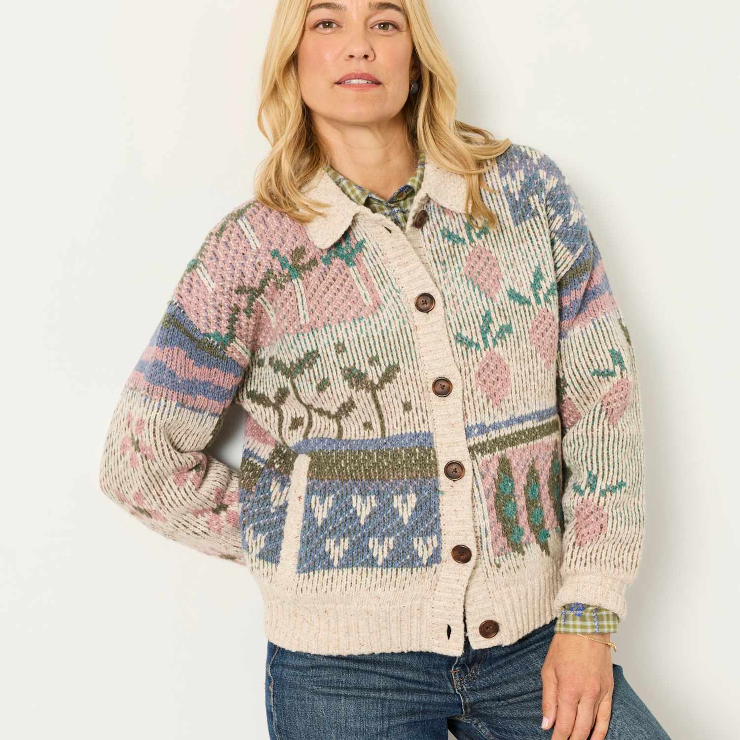 Fatface Women's Wool Blend Collared Cardigan - 22 - Natural Mix - Available at M&S