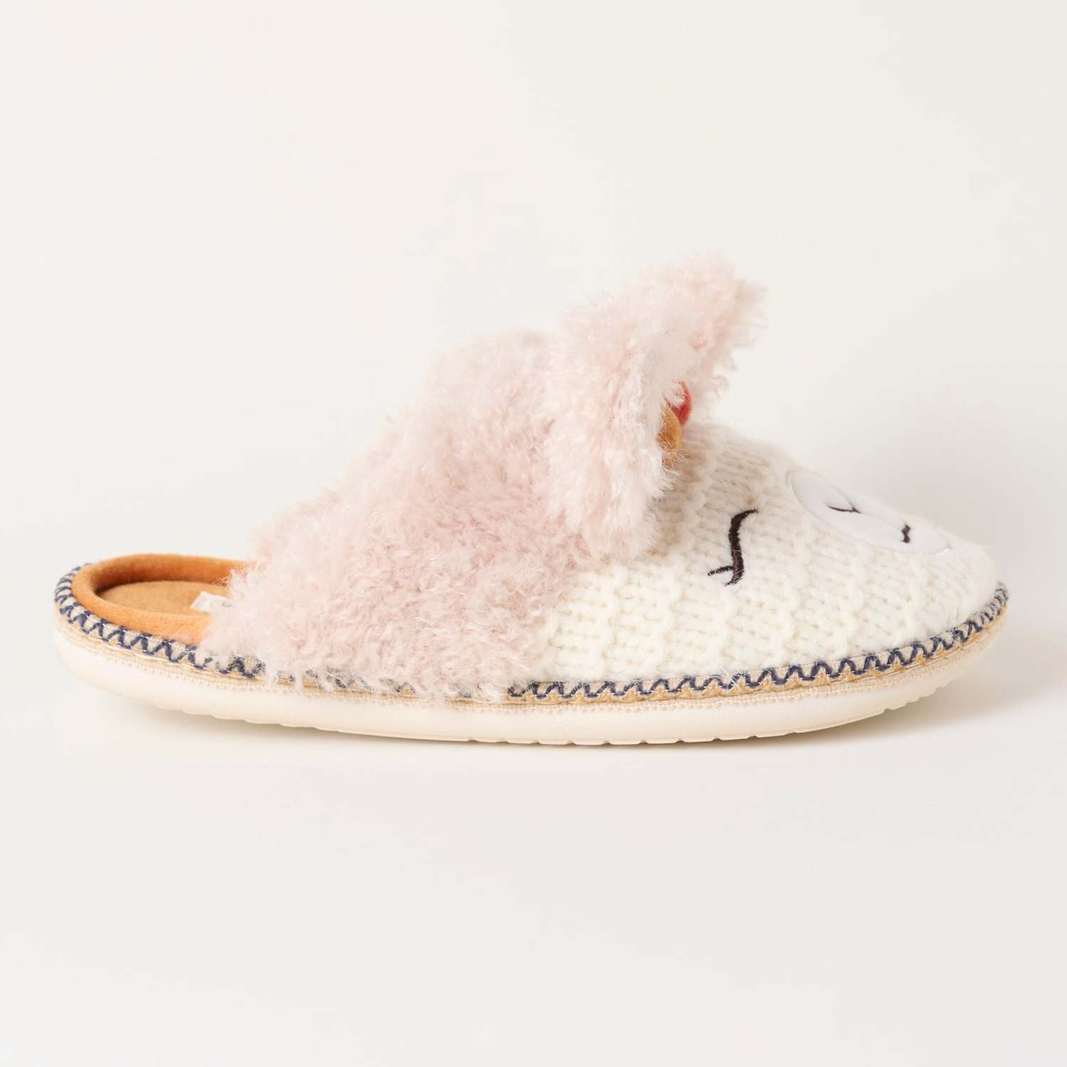 Fatface Women's Knitted Alpaca Pom Pom Slippers - 2 - Ivory Mix - Available at M&S
