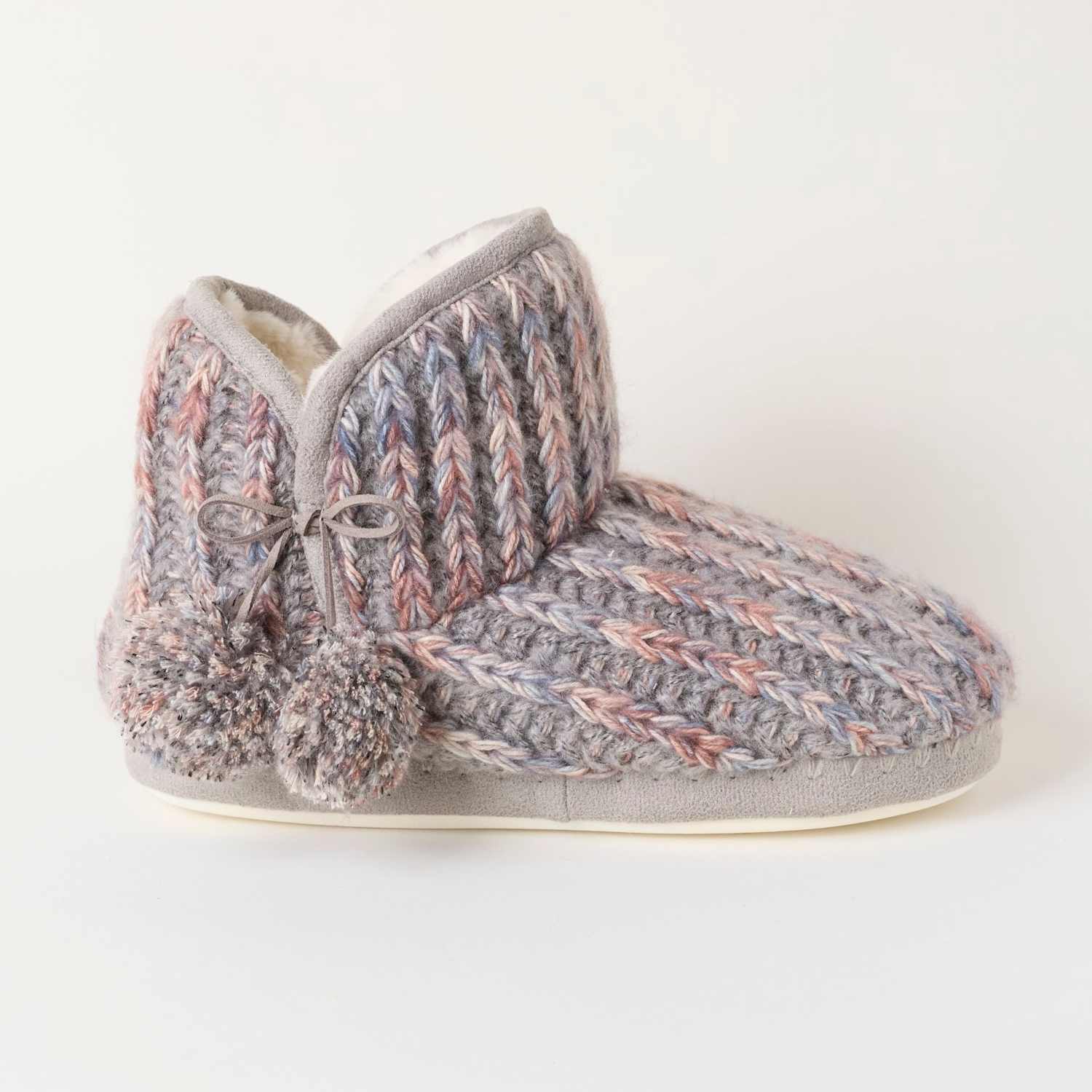 Fatface Women's Knitted Slipper Boots - Small - Grey - Available at M&S