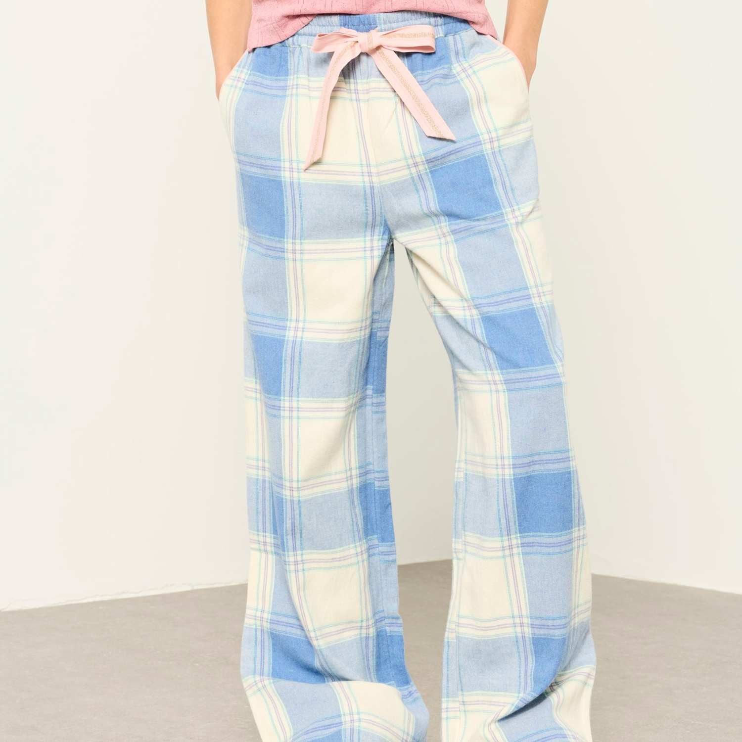 Fatface Women's Pure Cotton Check Pyjama Bottoms - 18 - Blue Mix - Available at M&S