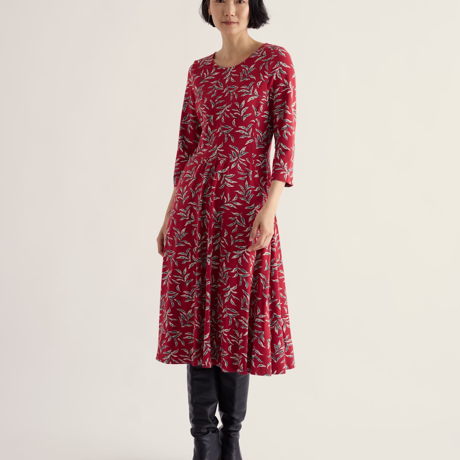 Seasalt Cornwall Women's Floral Midi Fit & Flare Dress - 14 - Red Mix - Available at M&S