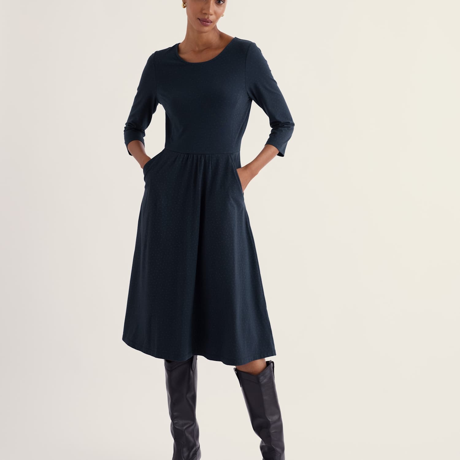 Seasalt Cornwall Women's Printed Midi Fit & Flare Dress - 10 - Navy Mix - Available at M&S