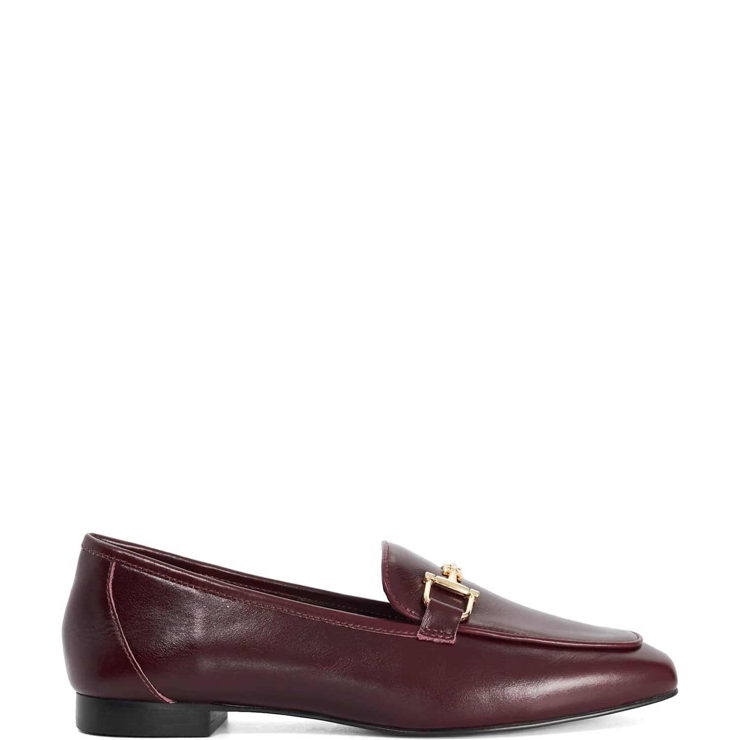 Dune London Women's Wide Fit Leather Snaffle Trim Loafers - 7 - Burgundy - Available at M&S