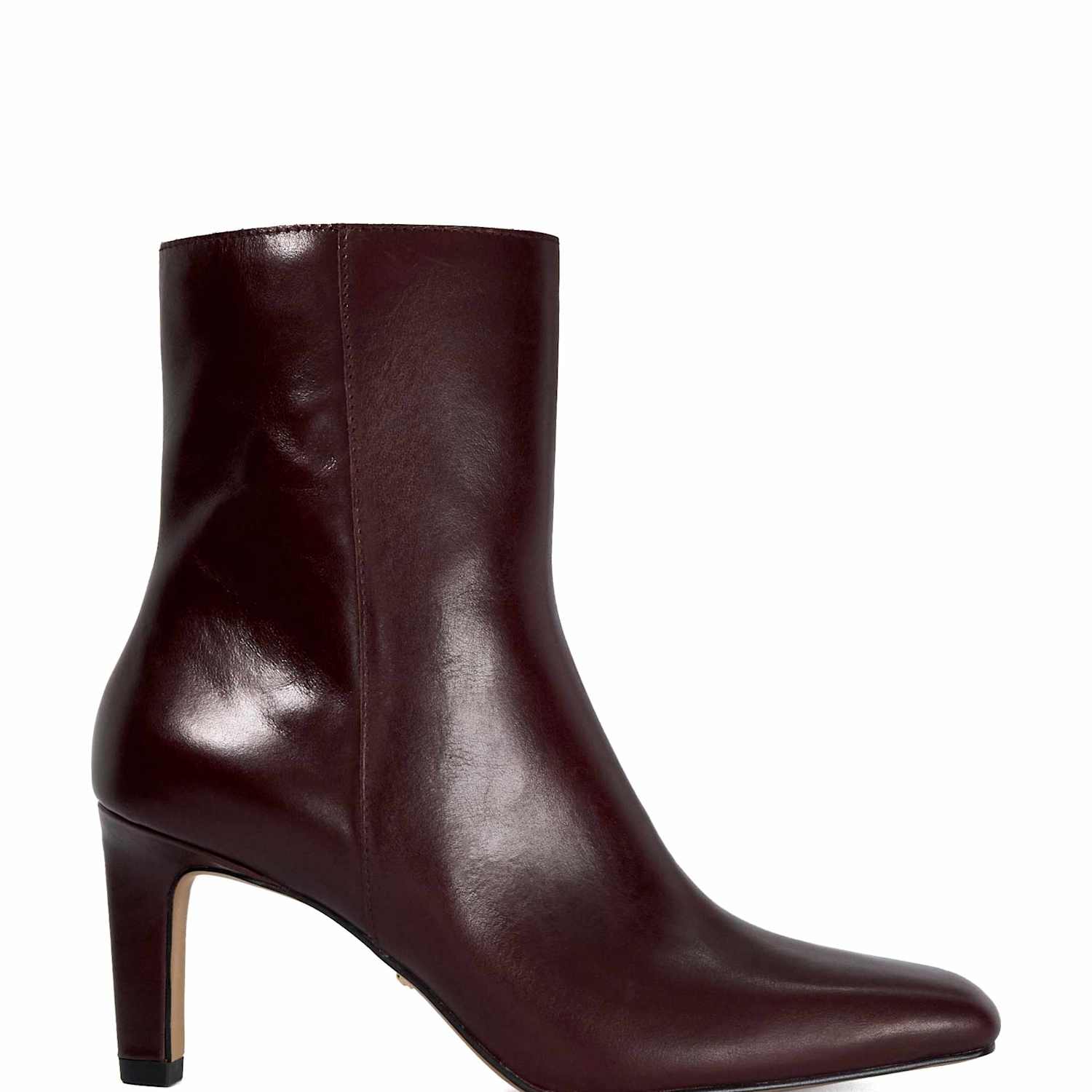 Dune London Women's Wide Fit Leather Square Toe Ankle Boots - 5 - Burgundy - Available at M&S