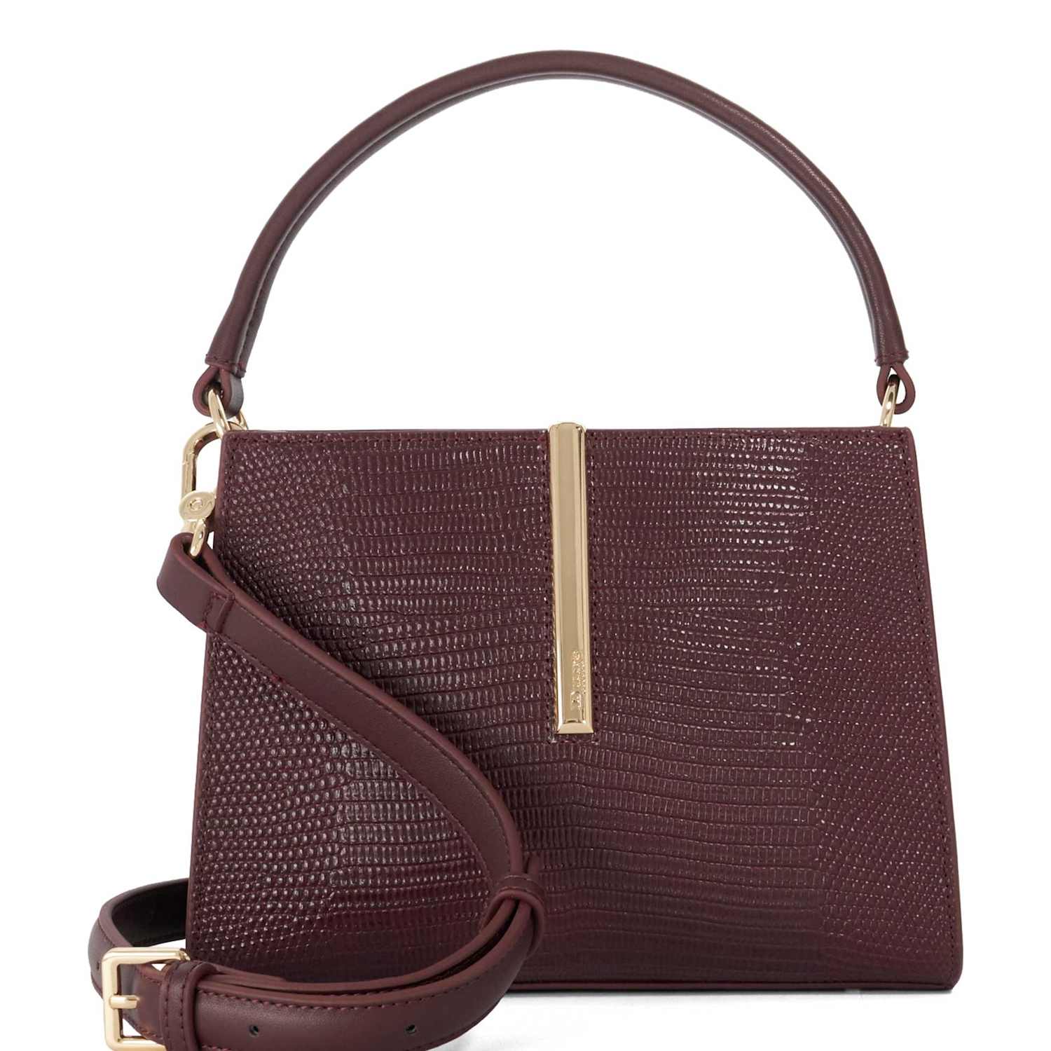 Dune London Women's Leather Small Smart Grab Bag - Burgundy - Available at M&S