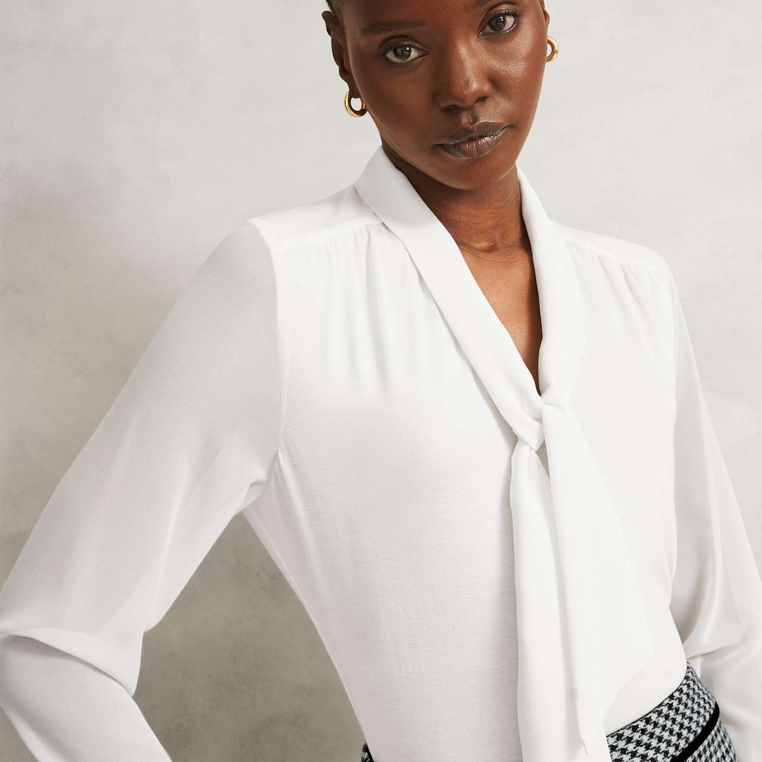 Hobbs Women's Tie Neck Relaxed Blouson Sleeve Blouse - Medium - Cream - Available at M&S