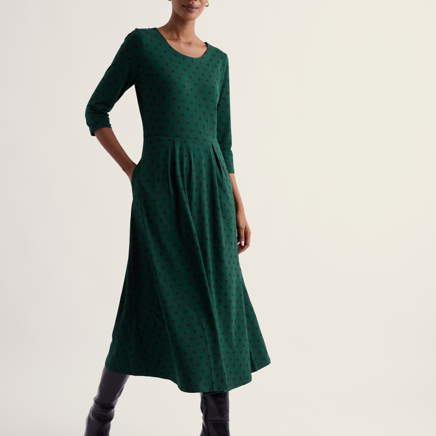 Seasalt Cornwall Women's Printed Midi Relaxed Dress - 14 - Green Mix - Available at M&S