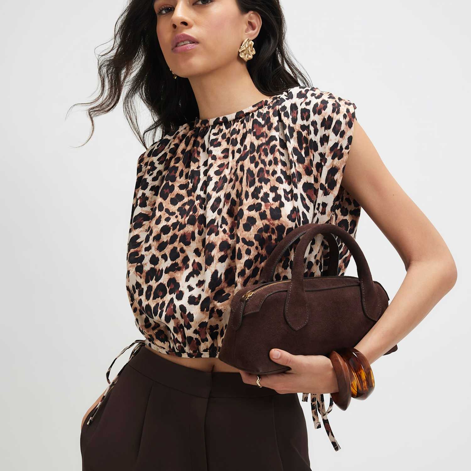 River Island Women's Animal Print Bubble Hem T-Shirt - Medium - Brown Mix - Available at M&S