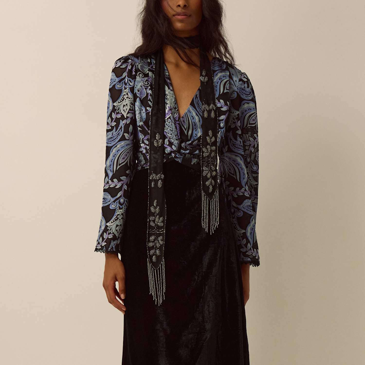 Monsoon Women's Printed Fit And Flare Midi Dress - 18 - Black Mix - Available at M&S