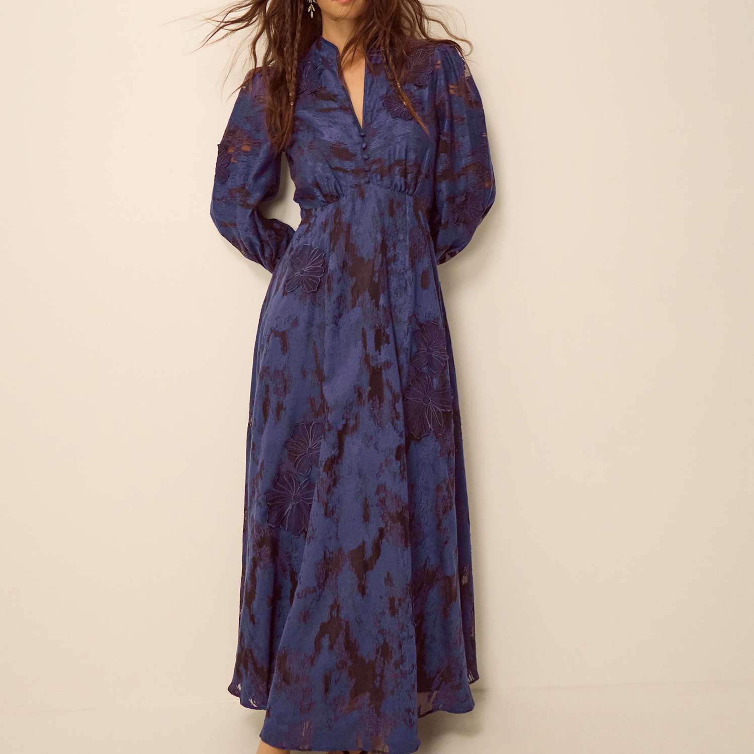 Monsoon Women's Printed Zip Front Tea Dress - 14 - Navy Mix - Available at M&S