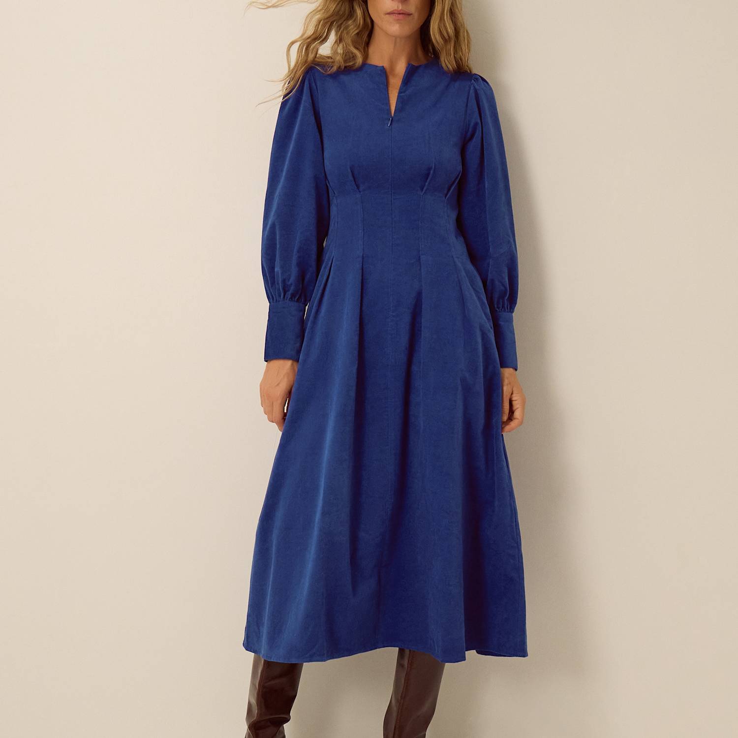 Monsoon Women's Cotton Round Neck Zip Dress - 24 - Dark Blue - Available at M&S