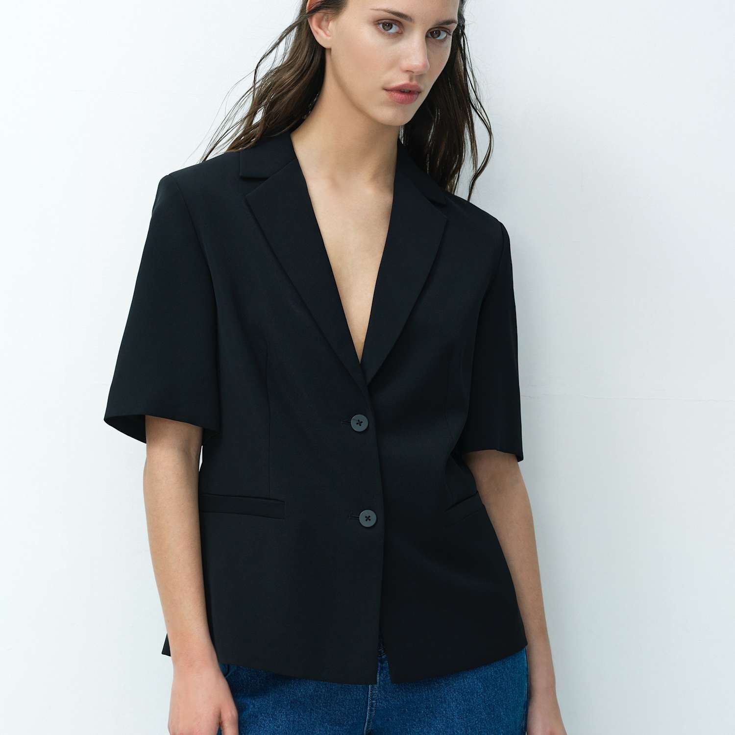 French Connection Women's Tailored Short Sleeve Blazer - 8 - Black - Available at M&S