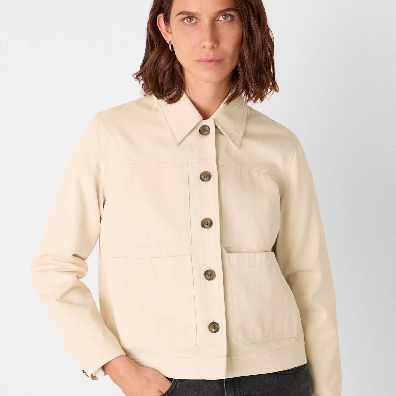 Whistles Women's Mia Cotton Blend Utility Jacket - 14 - Neutral - Available at M&S