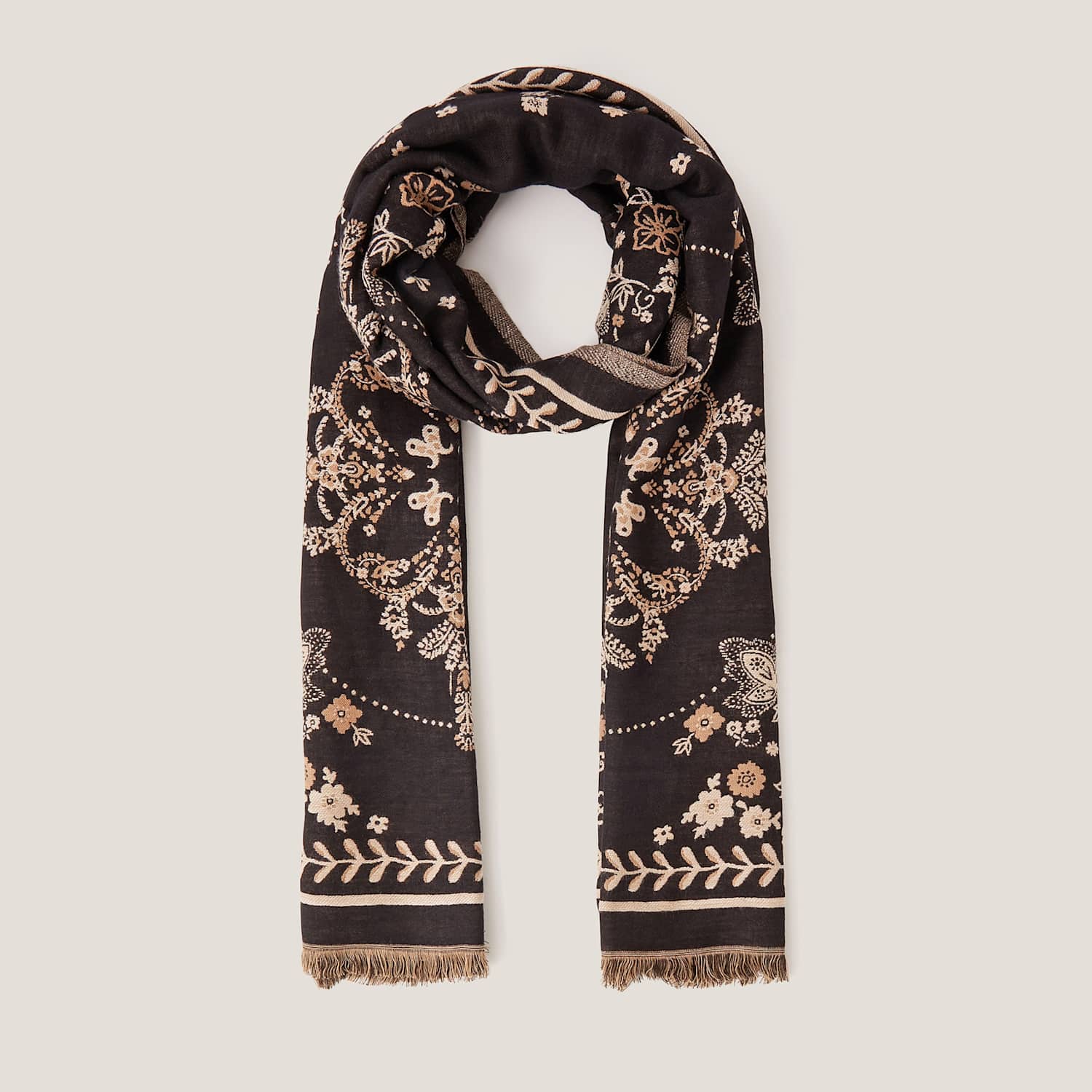 Monsoon Women's Medallion Scarf - Black Mix - Available at M&S