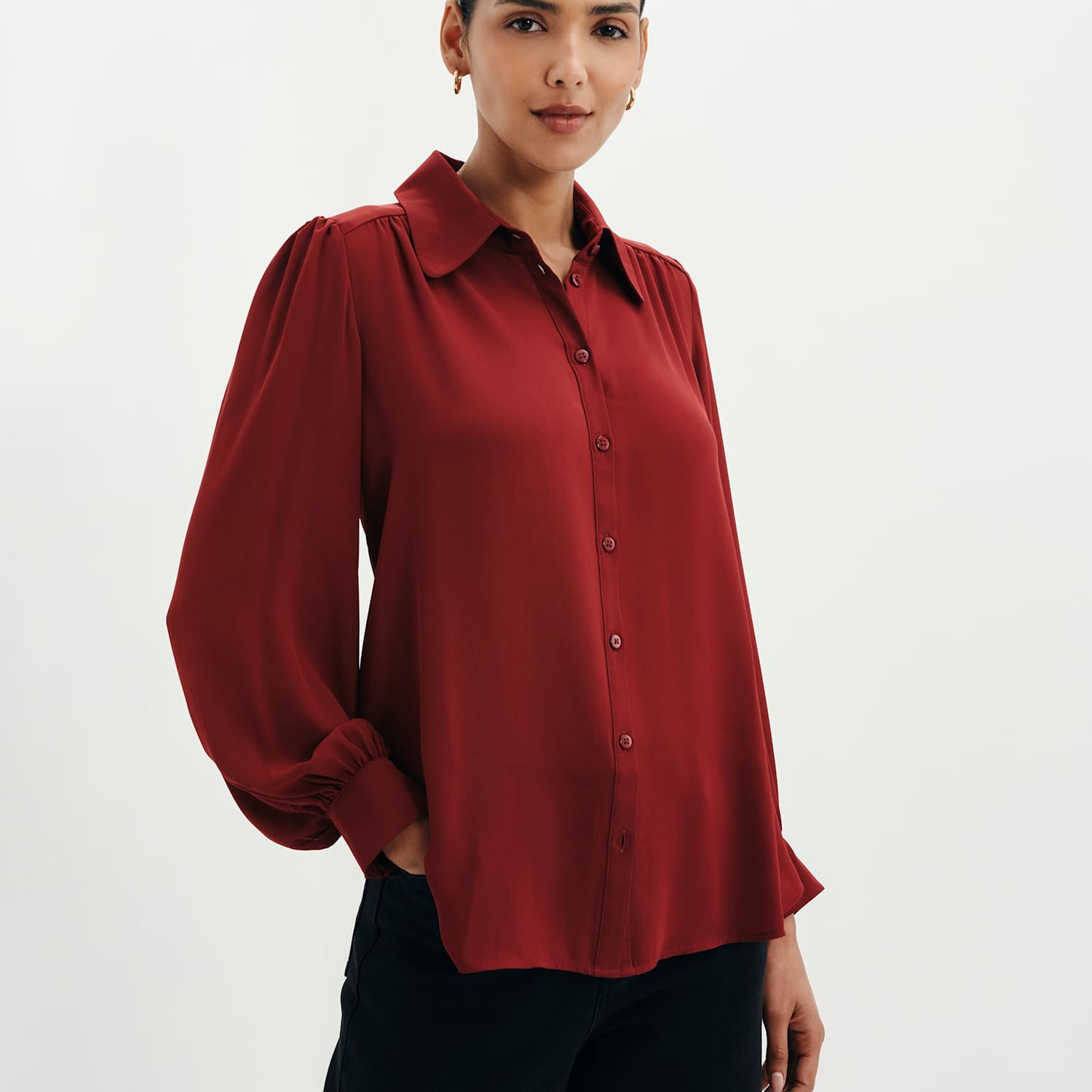 Finery London Women's Collared Blouse - 14 - Burgundy - Available at M&S