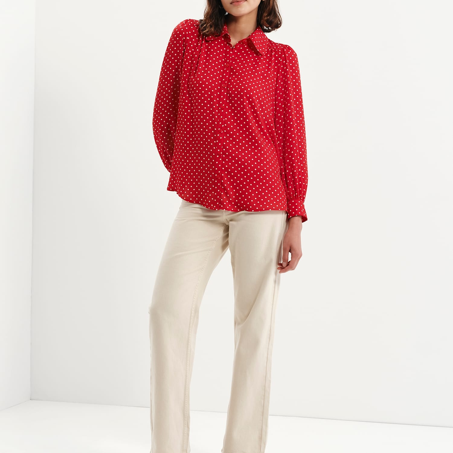 Finery London Women's Polka Dot Collared Blouse - 20 - Red Mix - Available at M&S