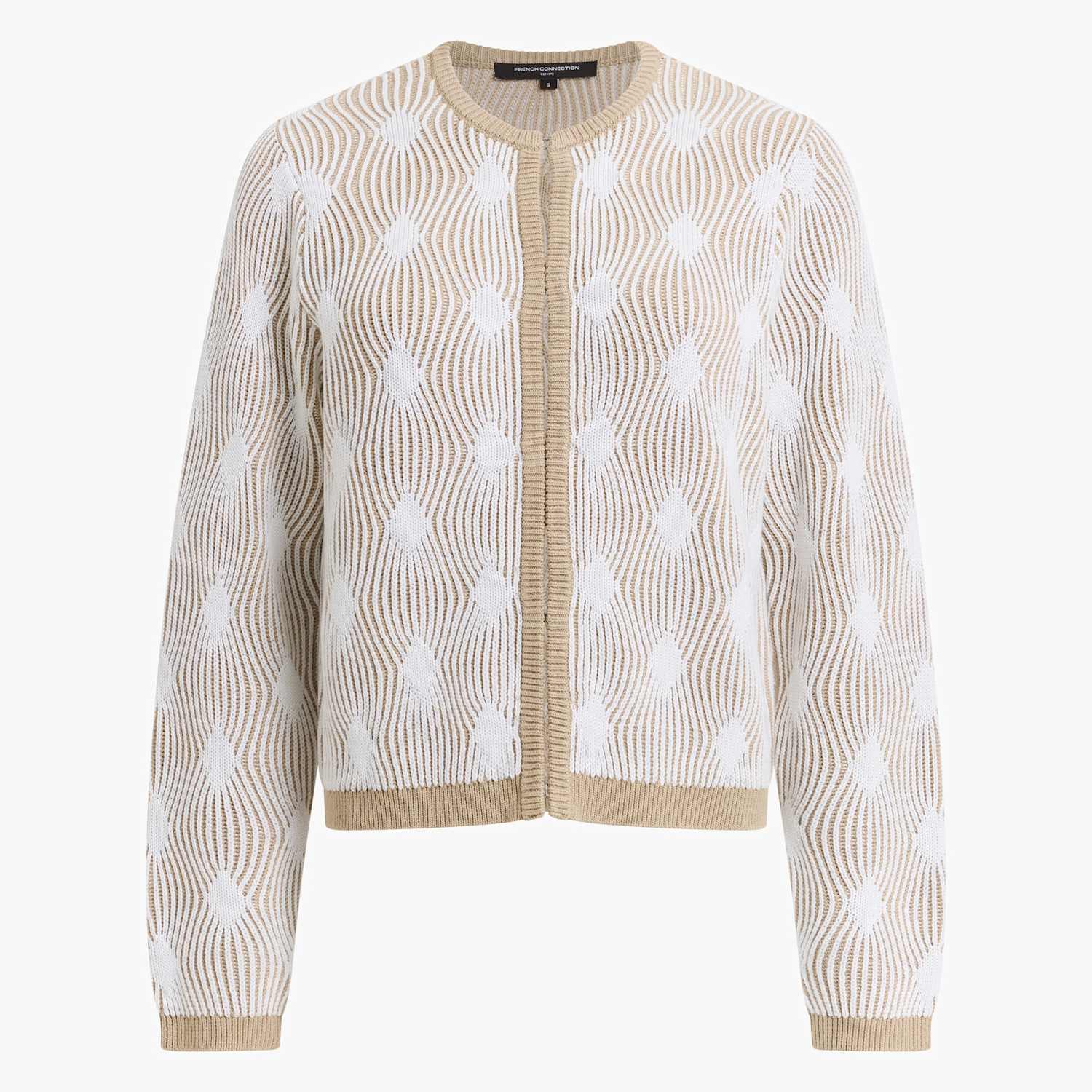 French Connection Women's Pure Cotton Textured Cardigan - Small - White Mix - Available at M&S