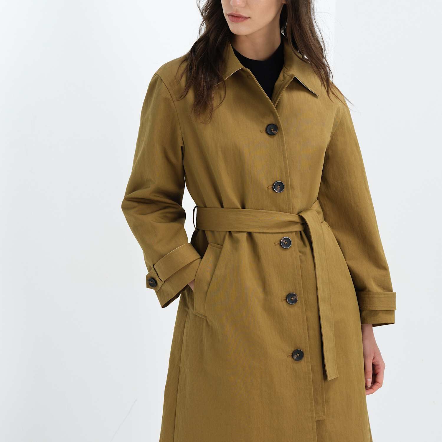 French Connection Women's Cotton Blend Trench Coat - Small - Khaki Mix - Available at M&S